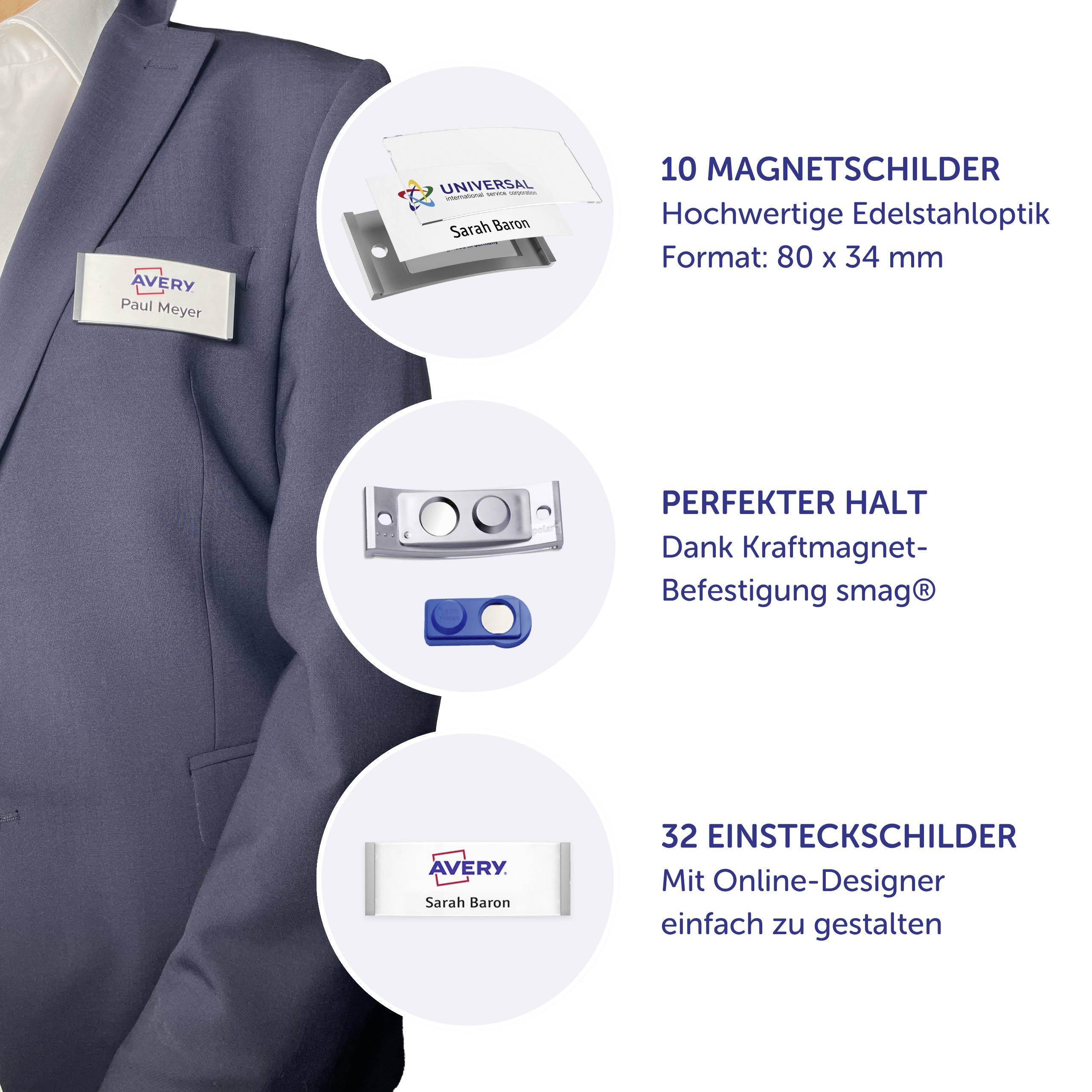 Avery-Zweckform POL35MA66-10DR Namensschild (B x H) 80mm x 34mm 10St.