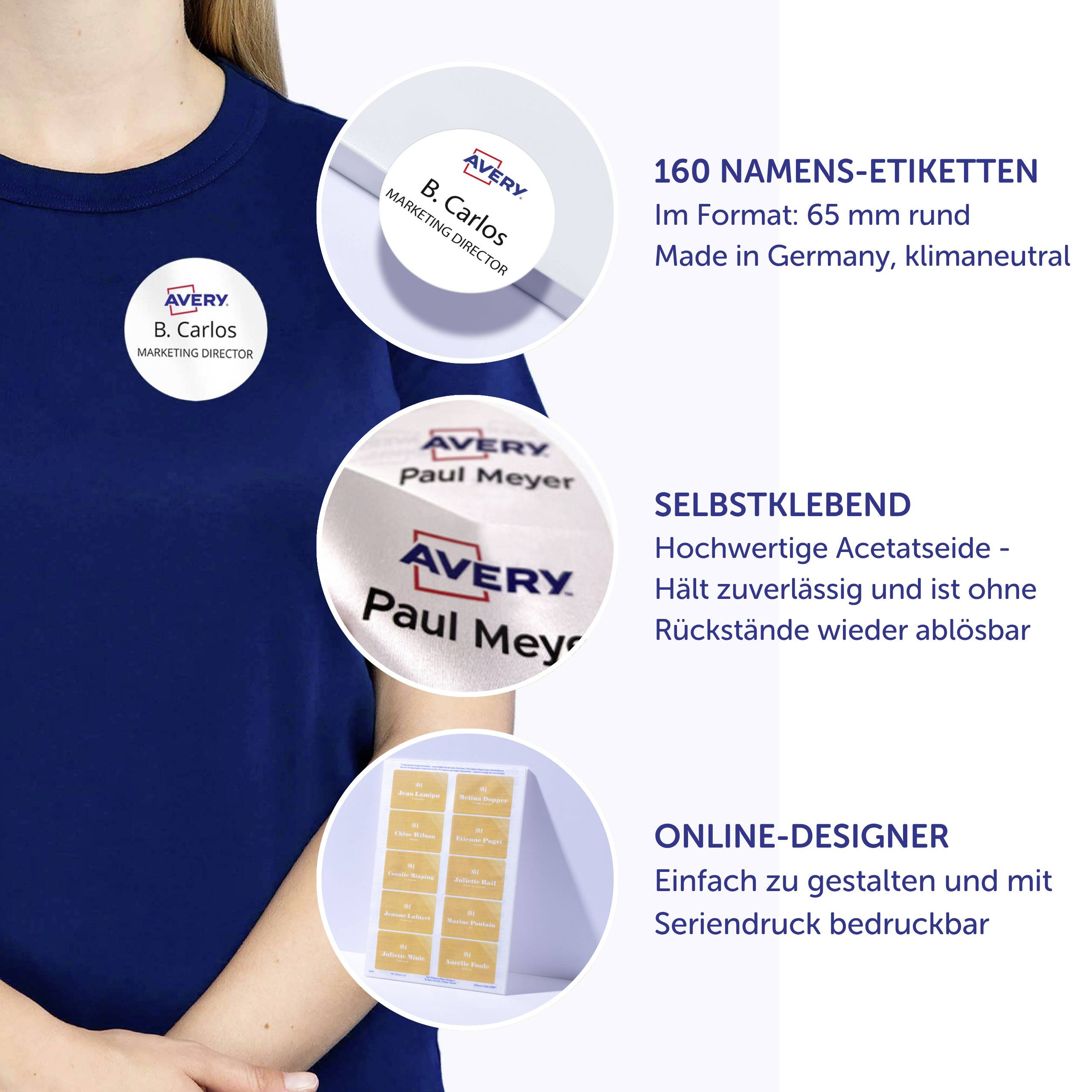 Avery-Zweckform L4881-20 Namensschild (B x H) 65mm x 65mm 160St.