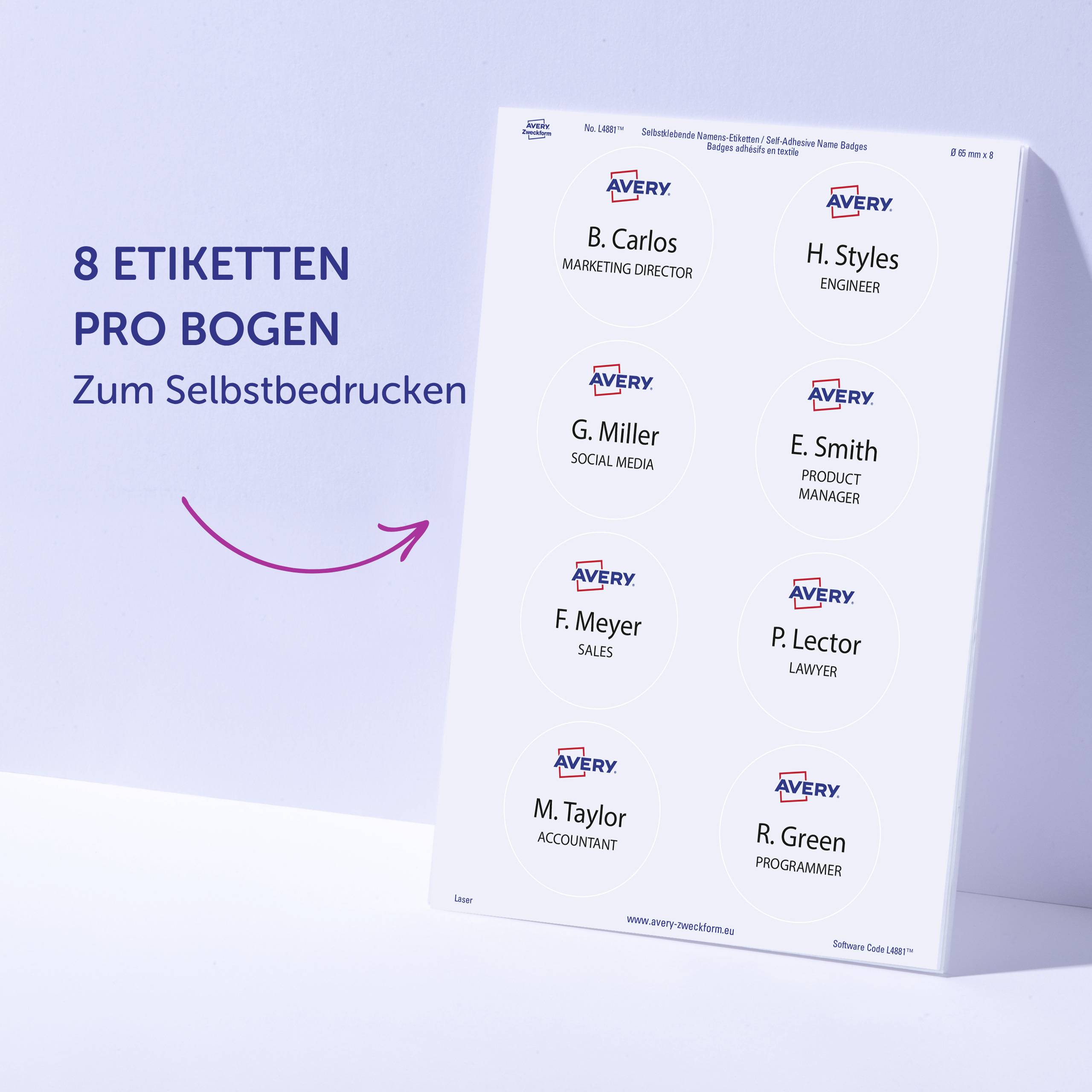 Avery-Zweckform L4881-20 Namensschild (B x H) 65mm x 65mm 160St.