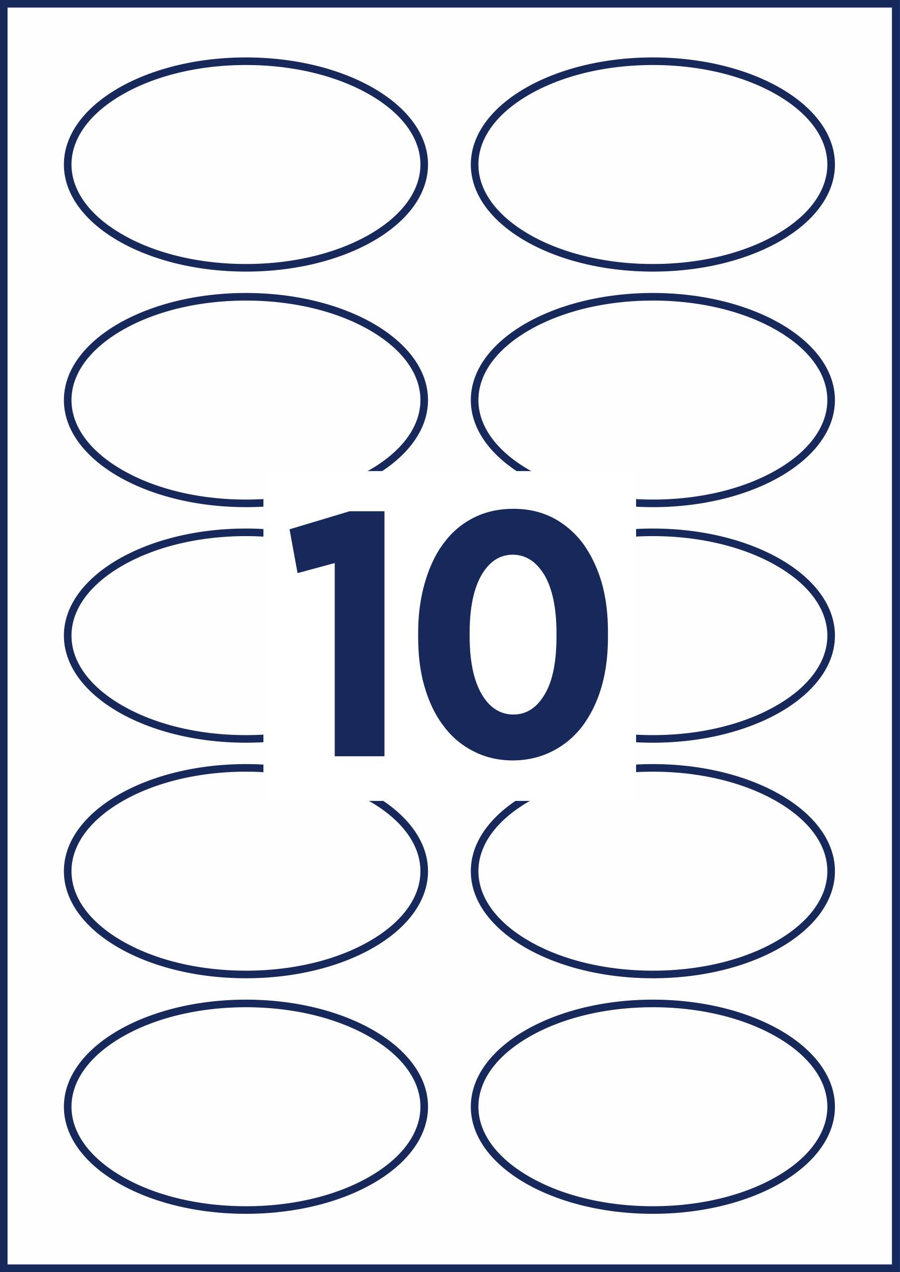 Die Grafik zeigt die Zahl 10, umgeben von zehn ovalen Formen, die möglicherweise als Platzhalter für weitere Objekte dienen.