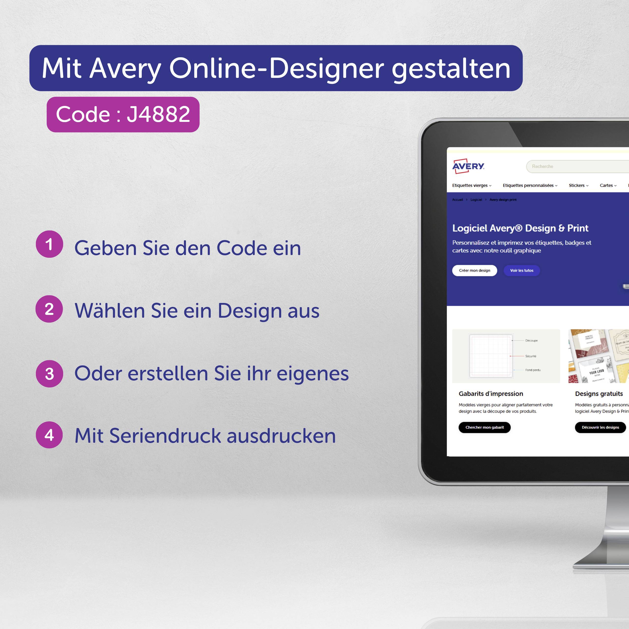 Avery-Zweckform J4882-20 Namensschild (B x H) 85mm x 50mm 200St.