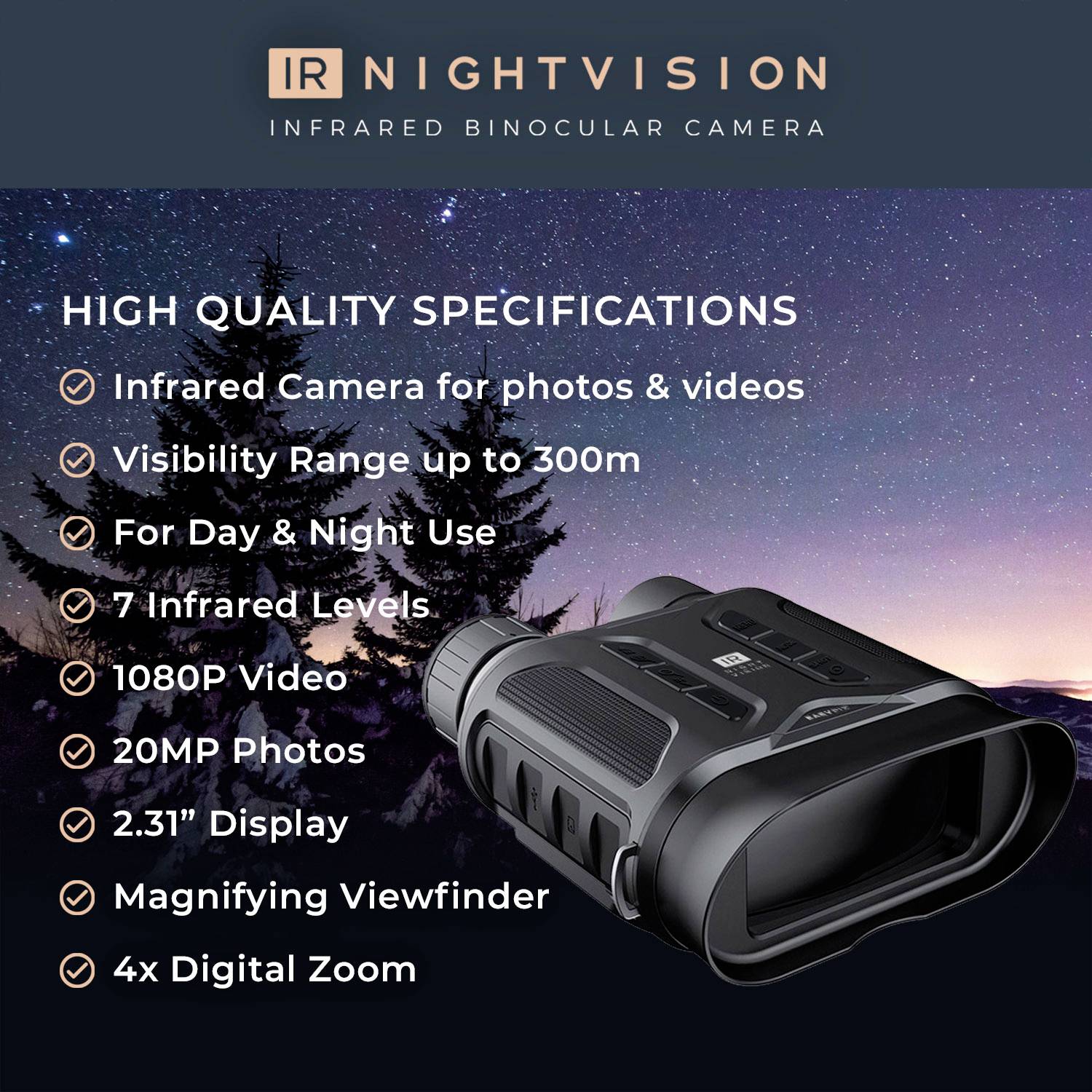 Easypix IR Night Vision Cam 20206 Nachtsichtgerät mit Digitalkamera 4 x 25