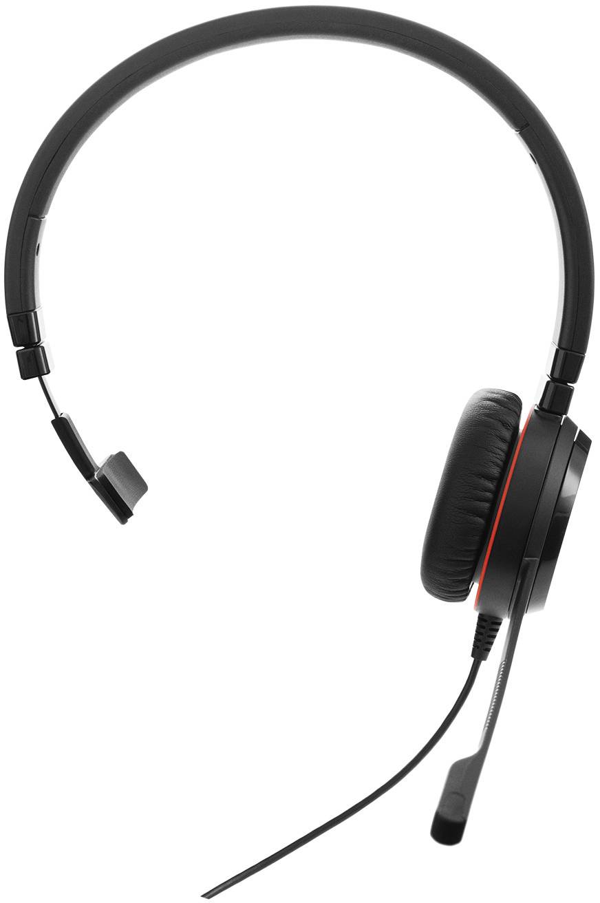 Schwarzes Headset mit Mikrofonarm und Ohrpolstern. Geeignet für Audioanrufe und Online-Meetings.