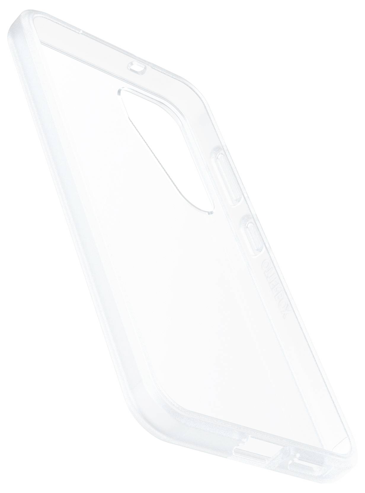 Transparente Handyhülle mit Ausschnitten für Kamera und Ladeanschluss, bietet Schutz ohne die Sicht auf das Gerät zu verdecken.