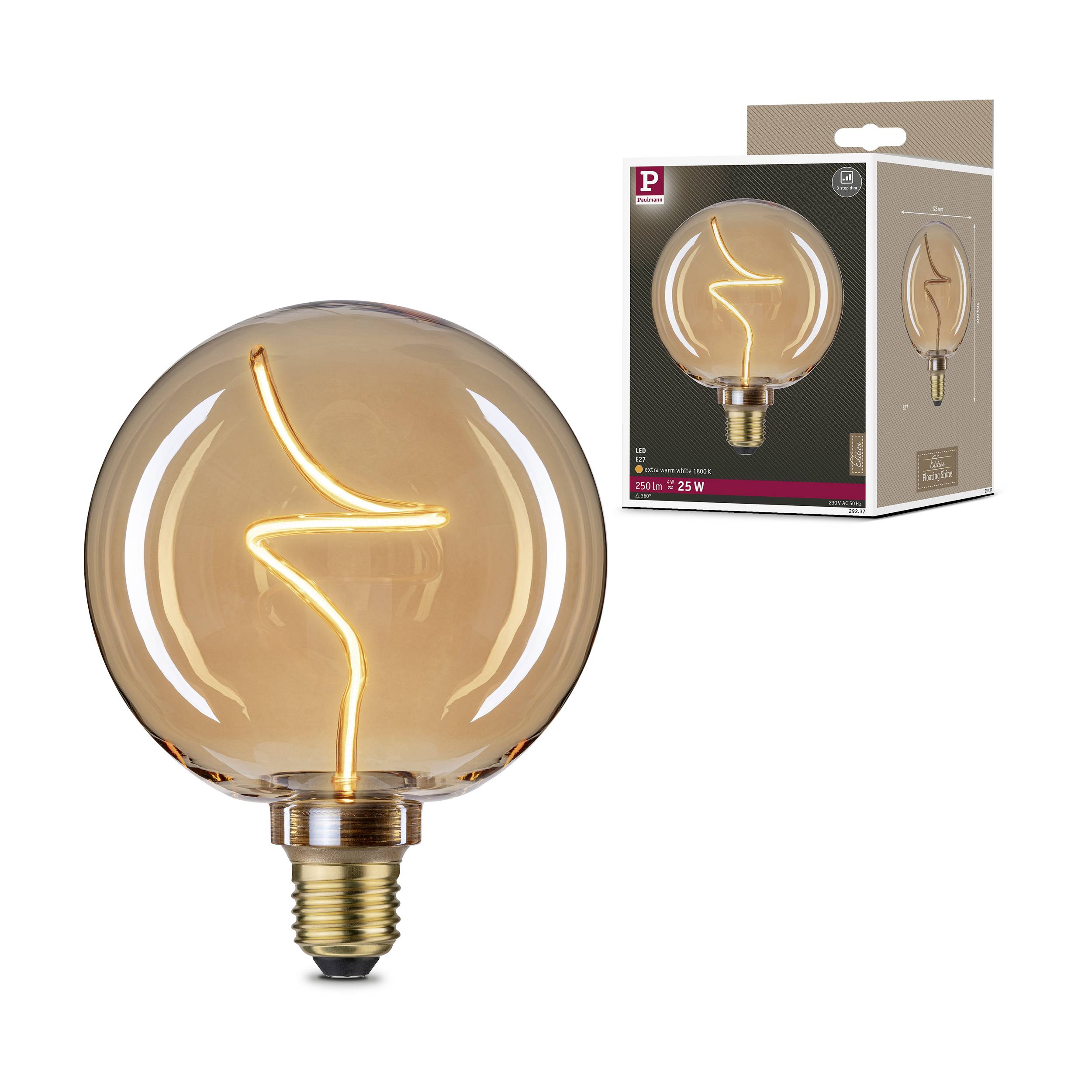 Paulmann 29237 LED E27 Globeform 4W Bernstein (Ø x H) 125mm x 164mm 1St.