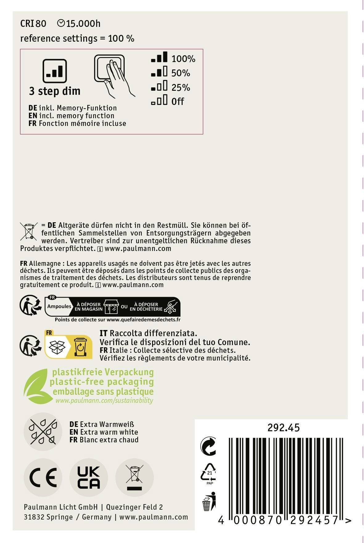 Paulmann 29245 LED E27 Globeform 4.2W Bernstein (Ø x H) 95mm x 135mm 1St.