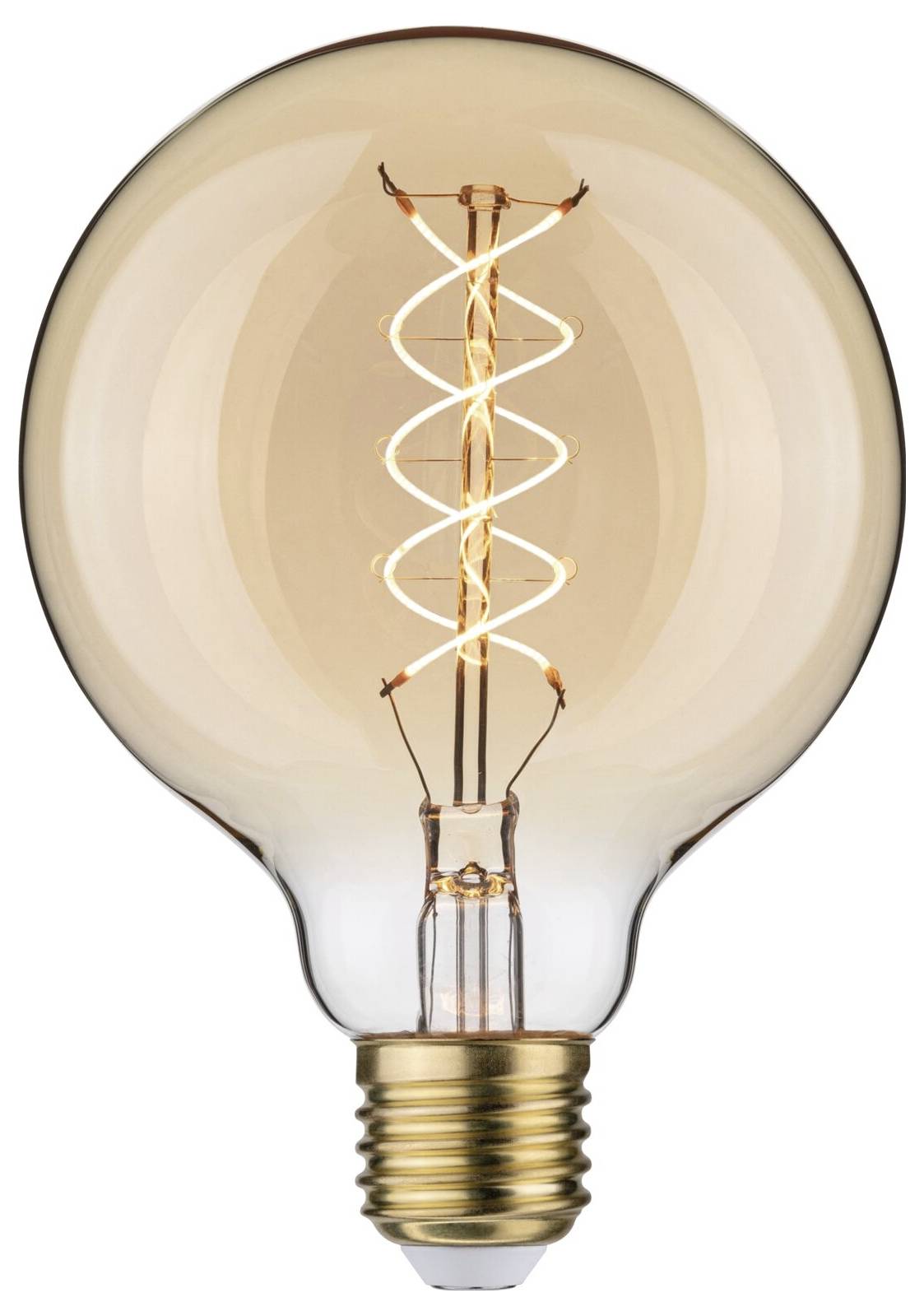 Eine klassische Glühbirne mit sichtbarem, spiralförmigem Filament leuchtet auf. Sie steht für Idee oder Innovation.