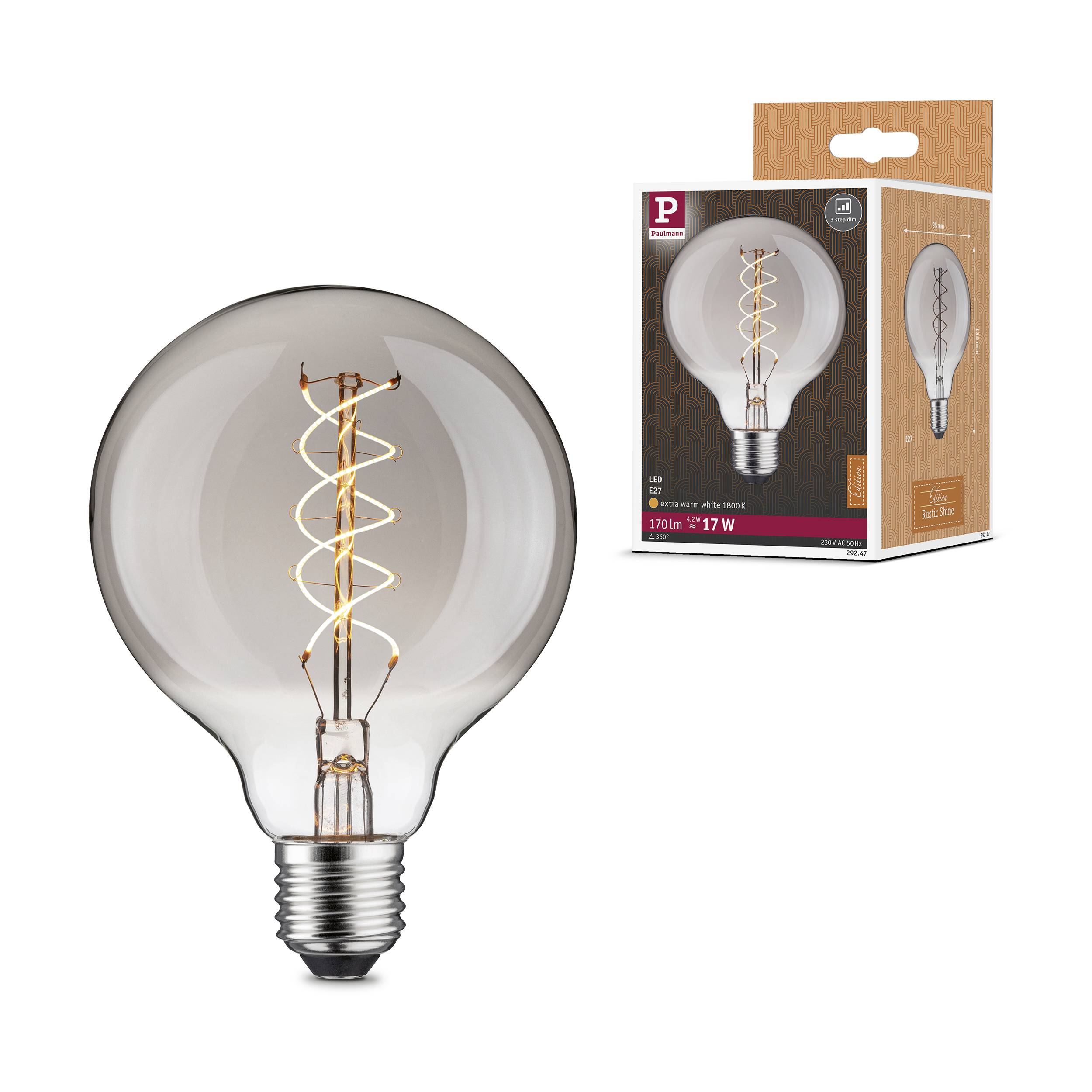 Paulmann 29247 LED E27 Globeform 4.2W Bernstein (Ø x H) 95mm x 135mm 1St.