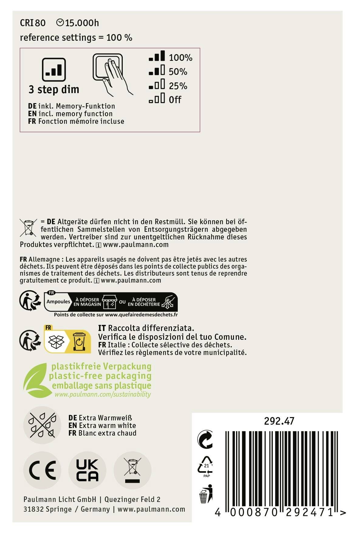 Paulmann 29247 LED E27 Globeform 4.2W Bernstein (Ø x H) 95mm x 135mm 1St.