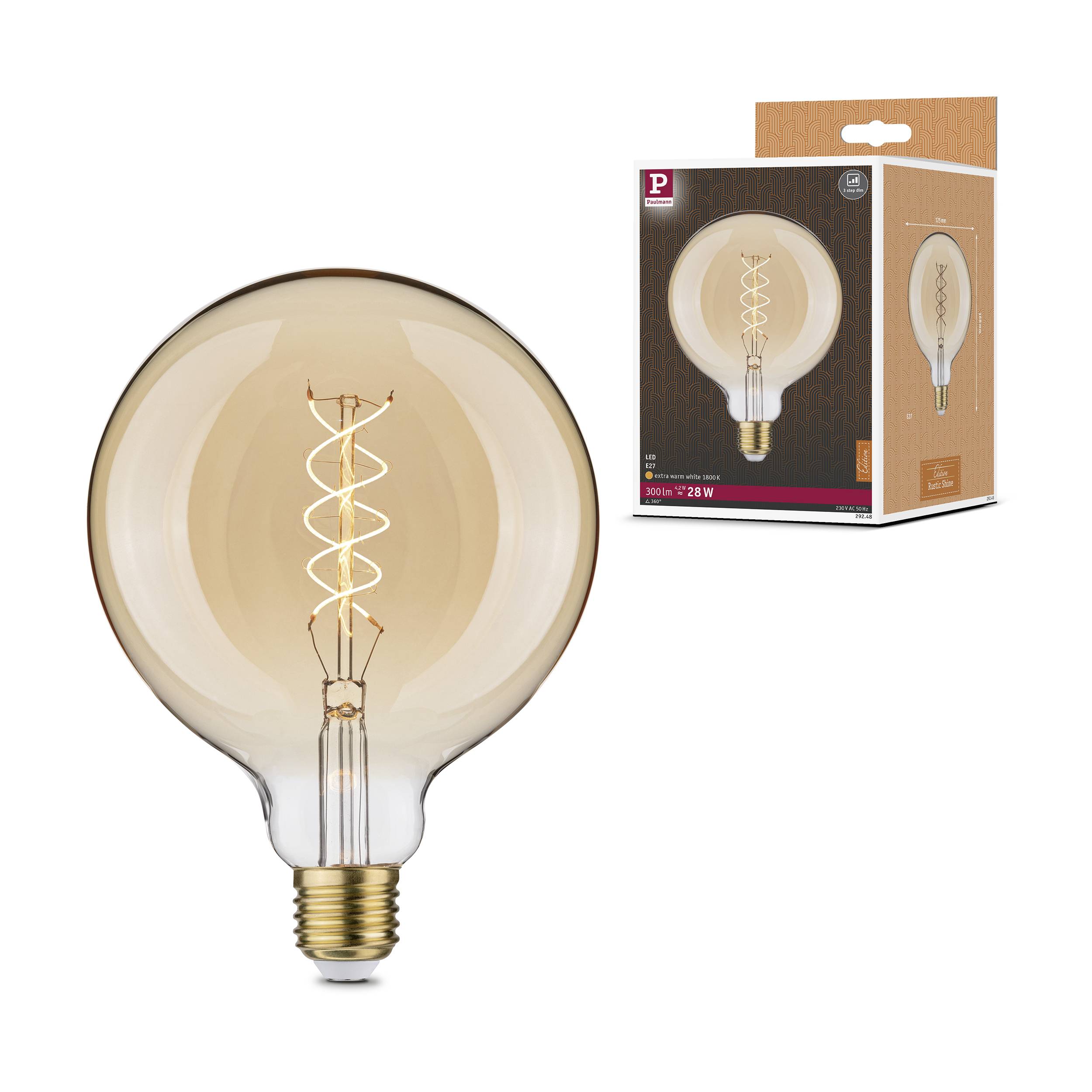 Paulmann 29248 LED E27 Globeform 4.2W Bernstein (Ø x H) 125mm x 168mm 1St.