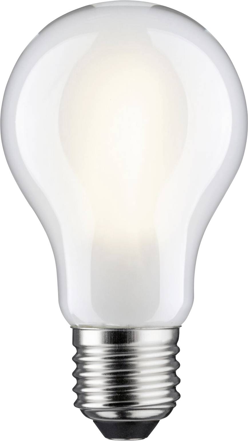 Glühbirne mit eingeschaltetem Licht, zeigt warmen Glanz und metallene Schraubfassung. Symbolisiert Idee oder Erleuchtung.