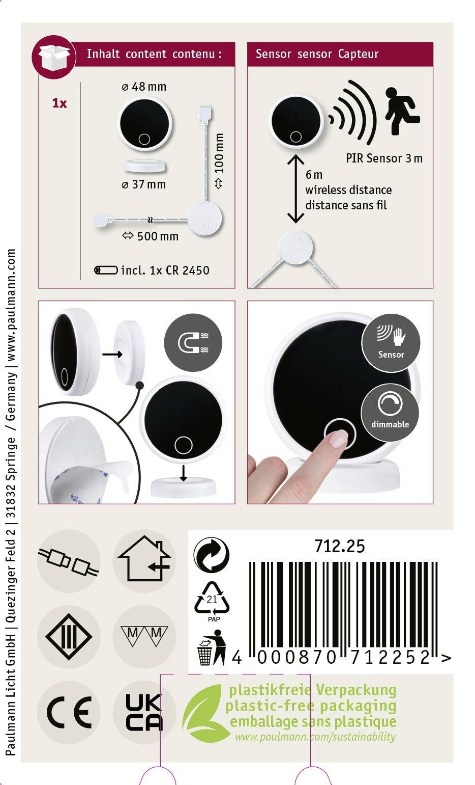 71225 MaxLED Paulmann Home Funk-Touch Sensor Weiß, Schwarz