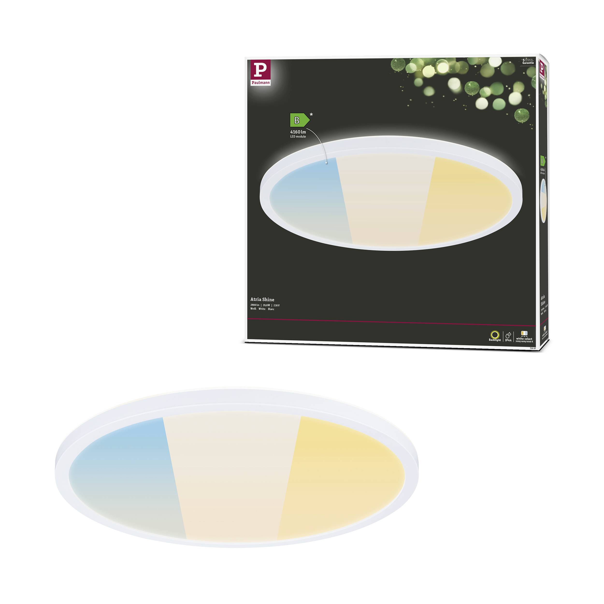 Paulmann Atria Shine 71257 LED-Panel 20.8W Warmweiß Weiß