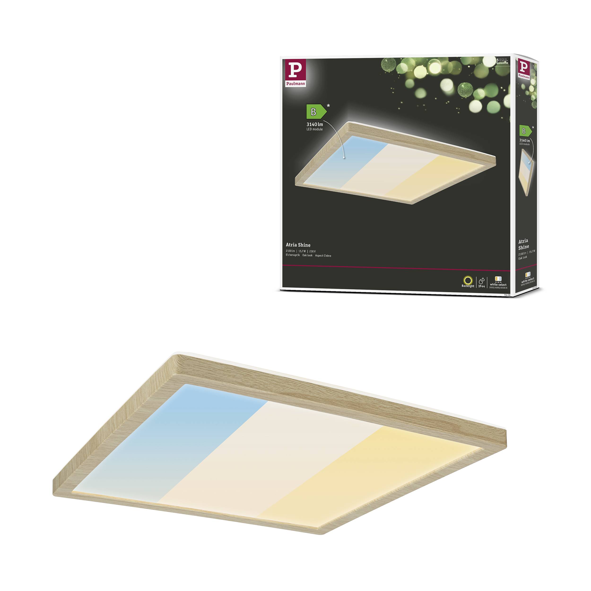Paulmann Atria Shine 71259 LED-Panel 15.7W Warmweiß Holz (hell)