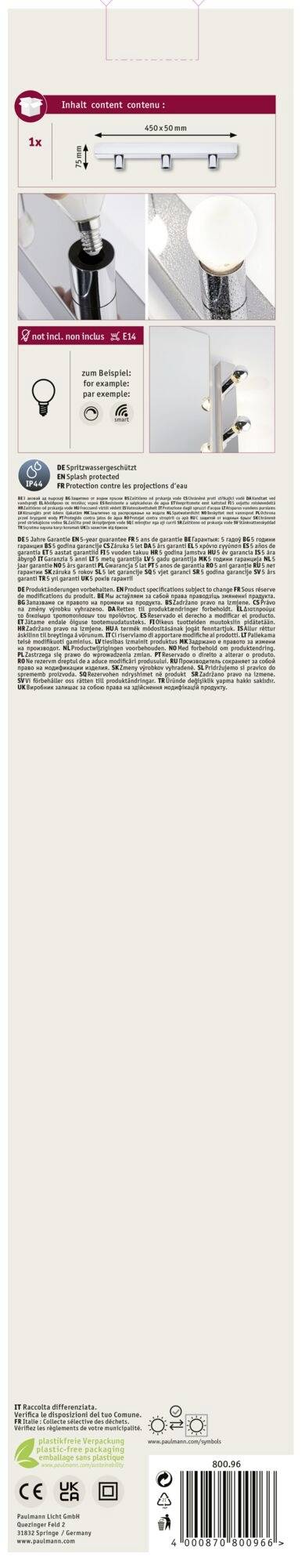 Paulmann Regula II 80096 LED-Spiegelleuchte Chrom