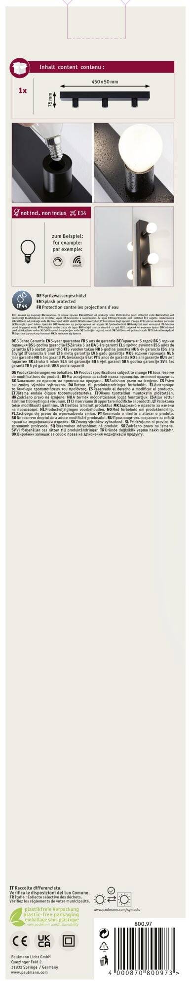 Paulmann Regula II 80097 LED-Spiegelleuchte Schwarz