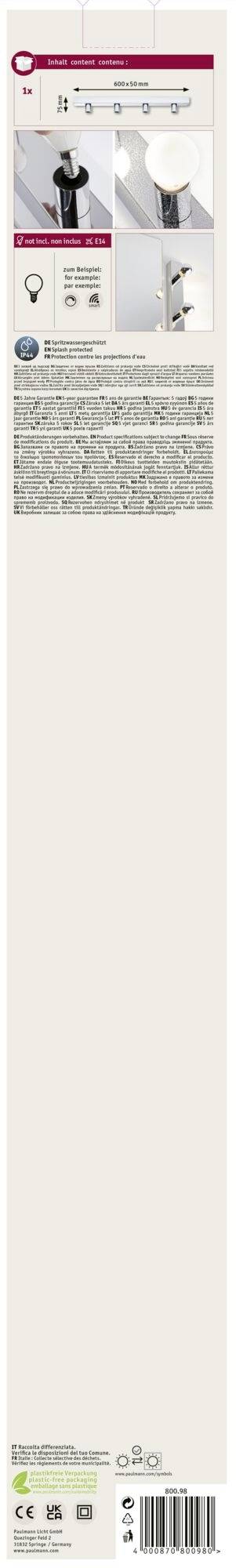 Paulmann Regula II 80098 LED-Spiegelleuchte Chrom