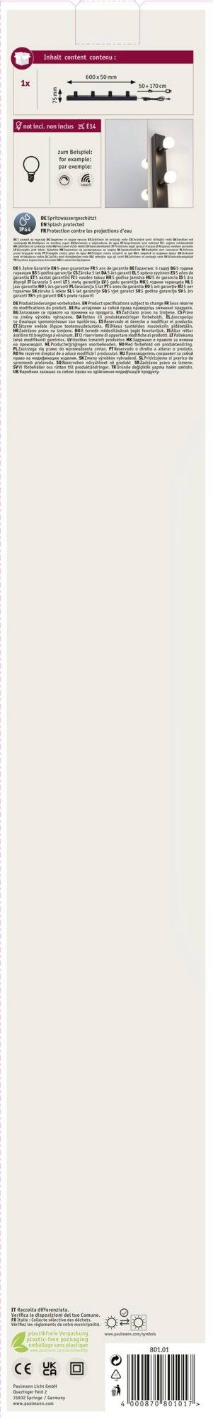 Paulmann Regula II 80101 LED-Spiegelleuchte Schwarz