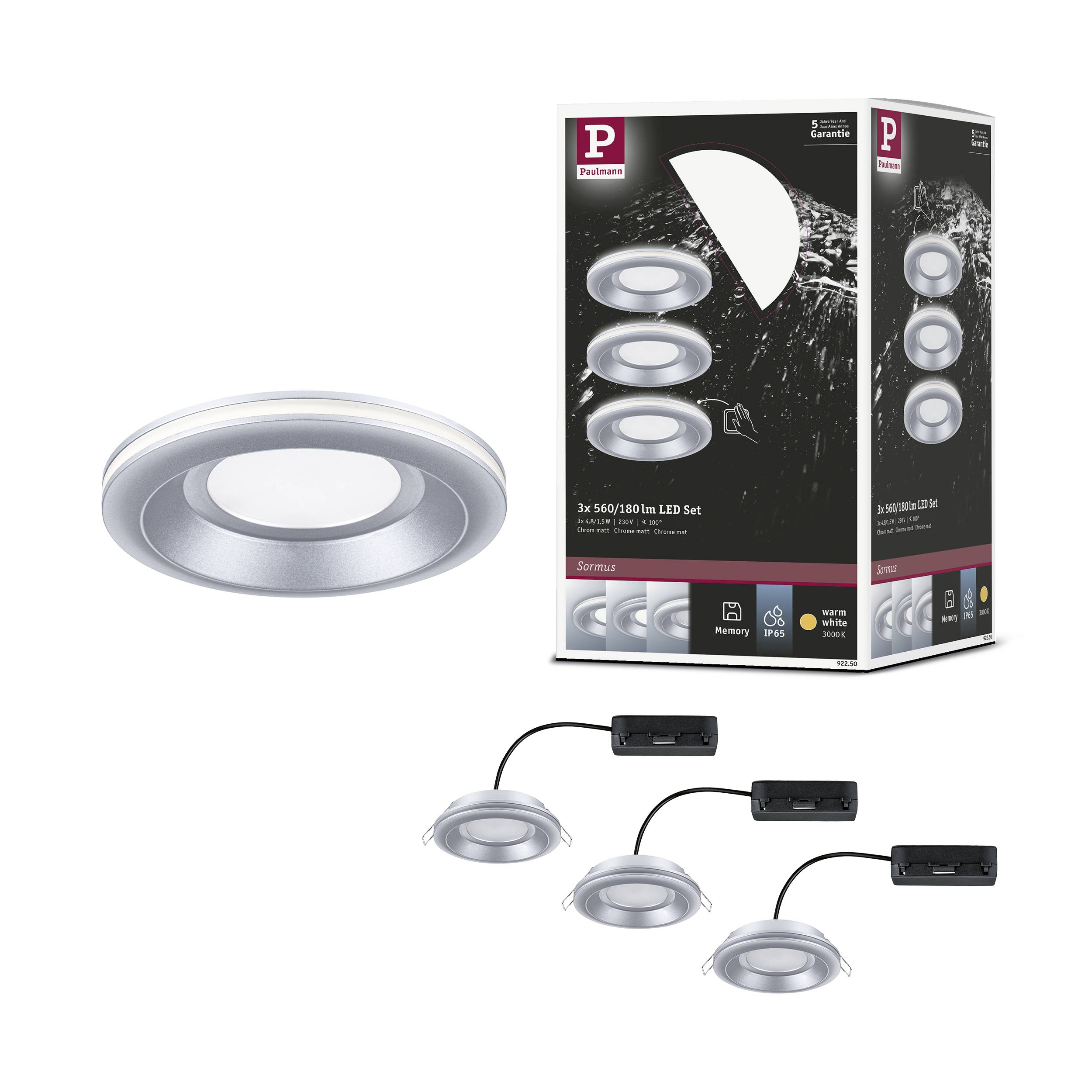 Paulmann 92250 Sormus LED-Einbauleuchte LED 4.8W Chrom (matt)