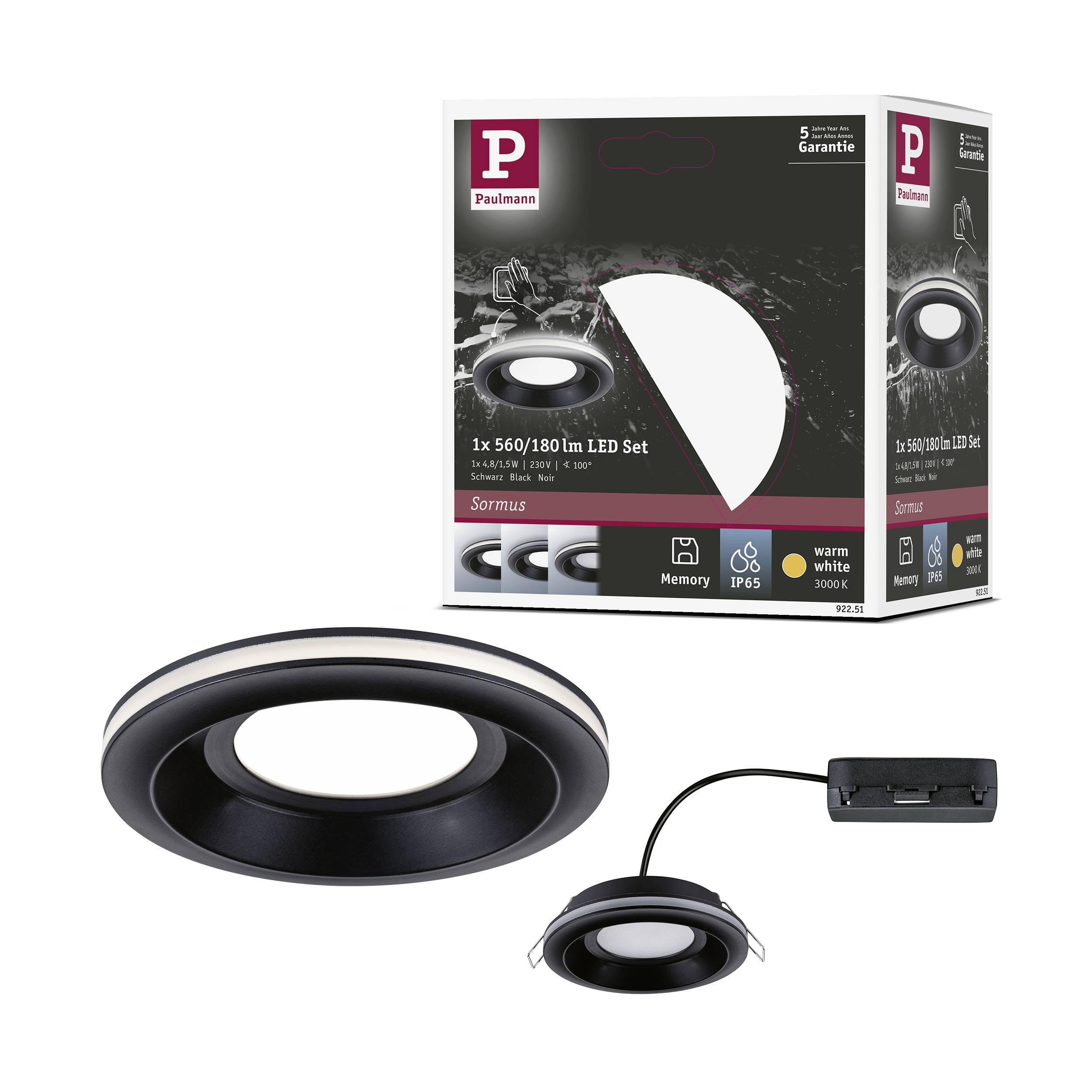 Paulmann 92251 Sormus LED-Einbauleuchte LED 4.8W Schwarz