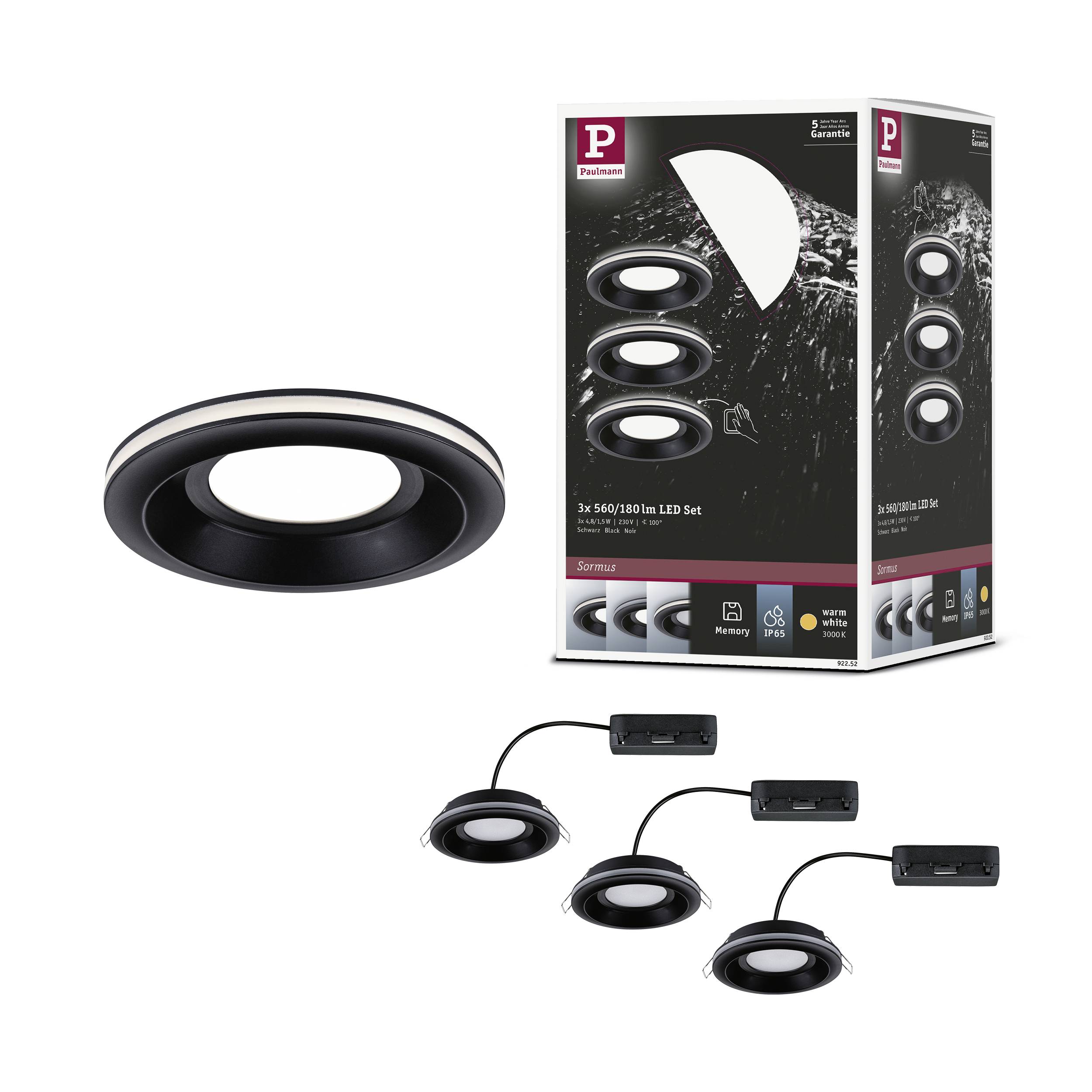 Paulmann 92252 Sormus LED-Einbauleuchte LED 4.8W Schwarz