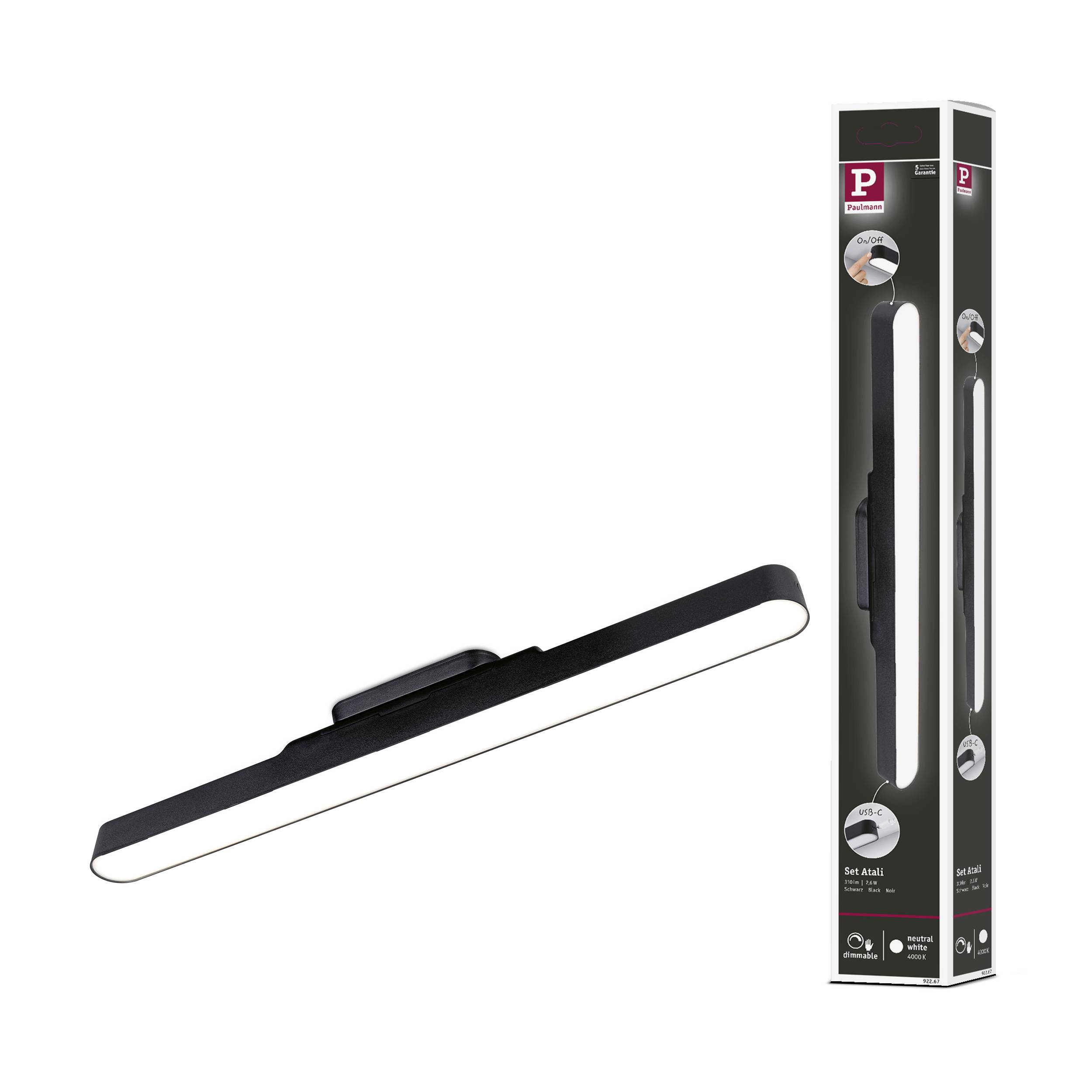 Paulmann Atali LED-Aufbauleuchte LED 2.6W Neutralweiß Schwarz