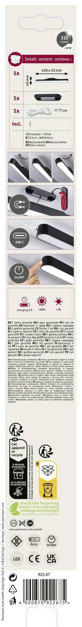 Paulmann Atali LED-Aufbauleuchte LED 2.6W Neutralweiß Schwarz