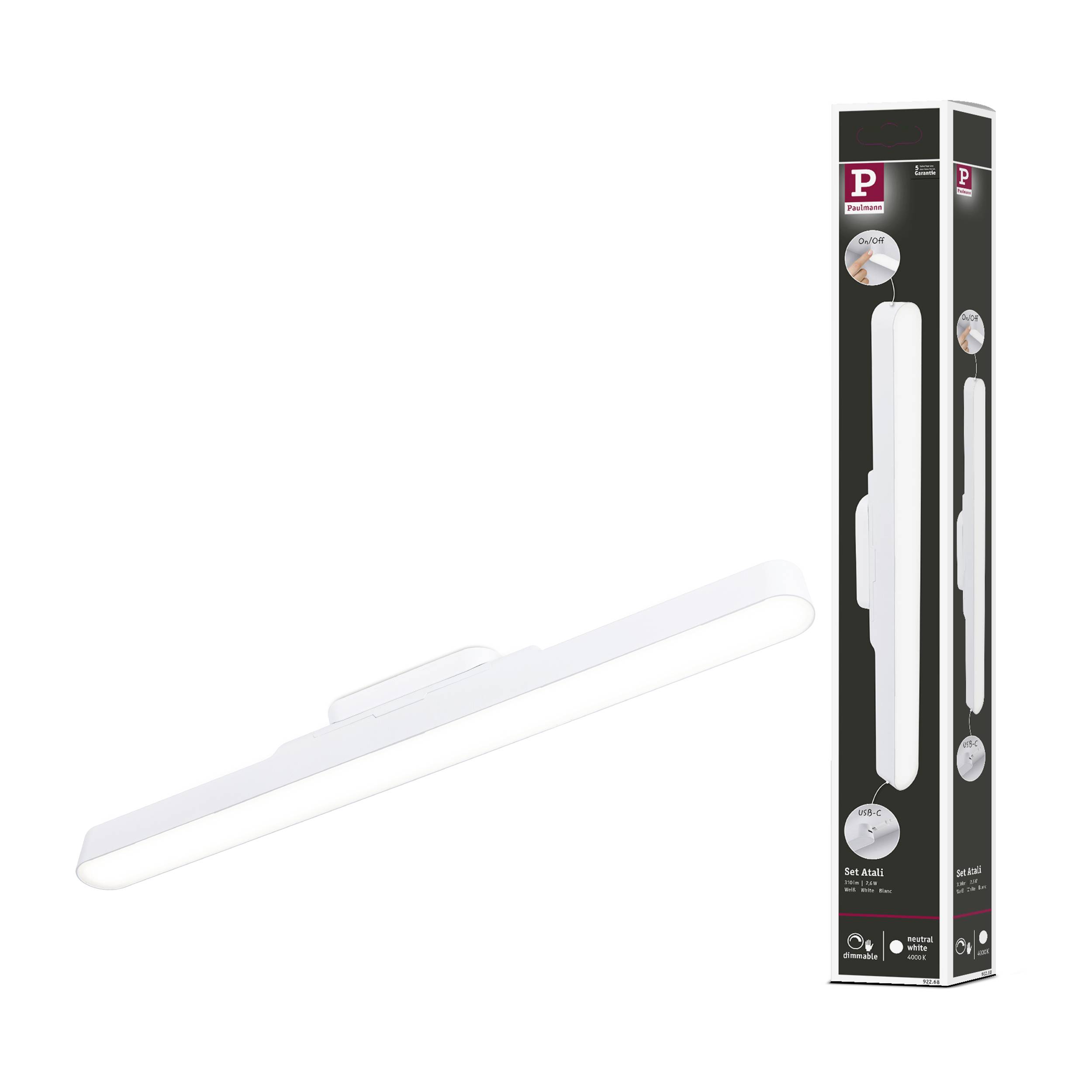 Paulmann Atali LED-Aufbauleuchte LED 2.6W Neutralweiß Weiß