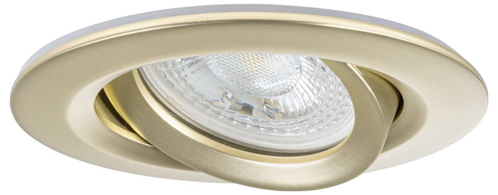 Deckenspot aus gebürstetem Metall, schwenkbares Design mit LED-Leuchtmittel. Ideal für mehrere Beleuchtungswinkel.