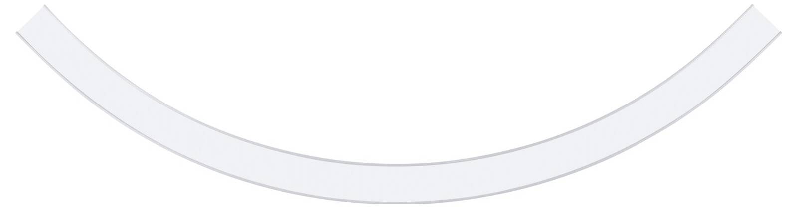Ein gebogener, grauer Streifen in Form eines nach oben geöffneten Bogens vor einem weißen Hintergrund.