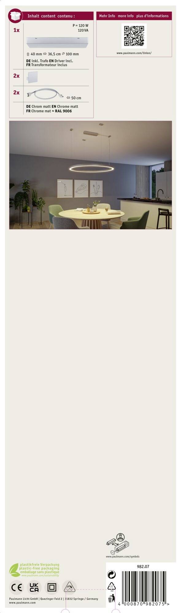 Paulmann Linion 98207 Einspeisung Chrom (matt)