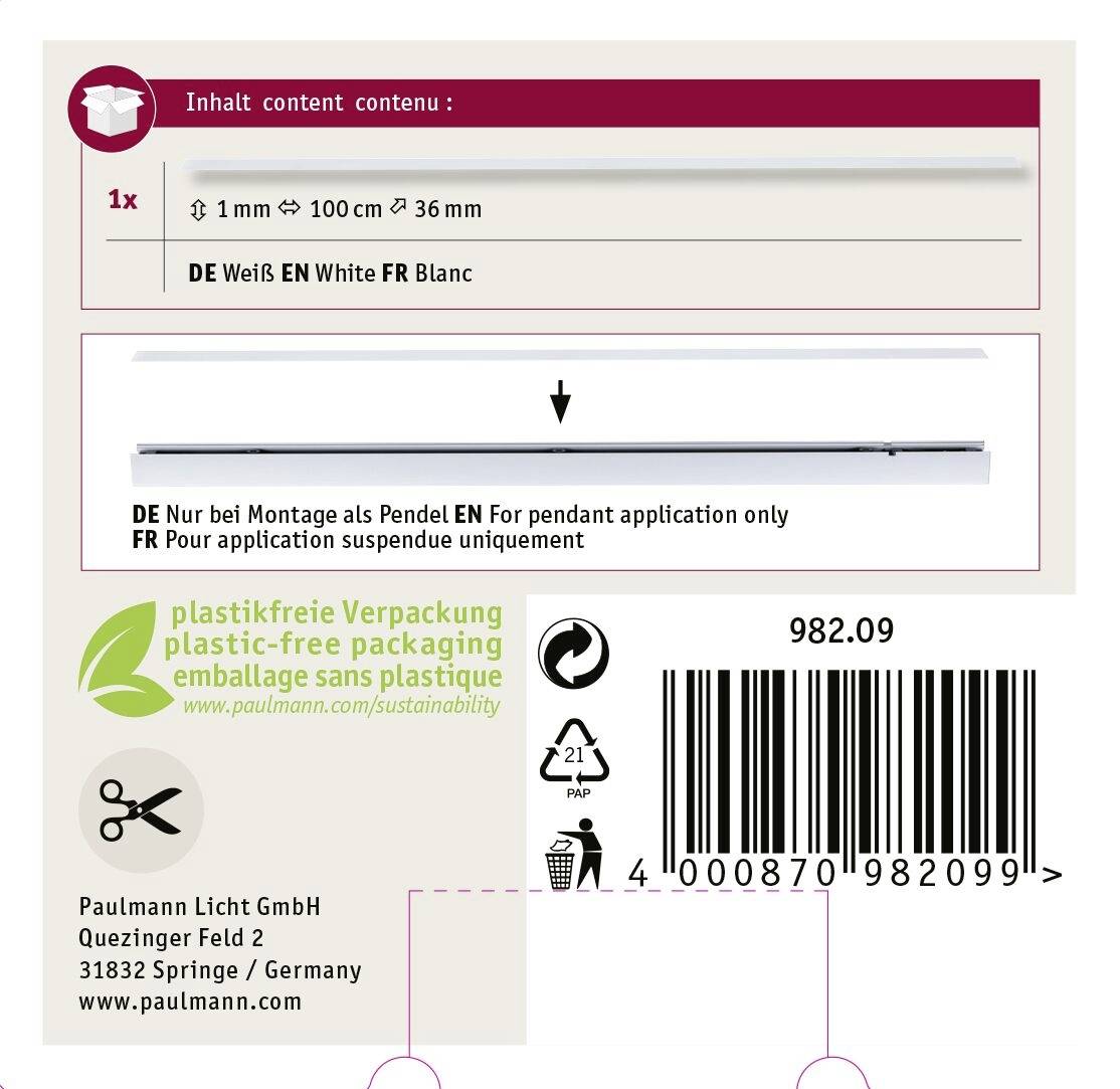 Paulmann Linion 98209 Abdeckung Weiß