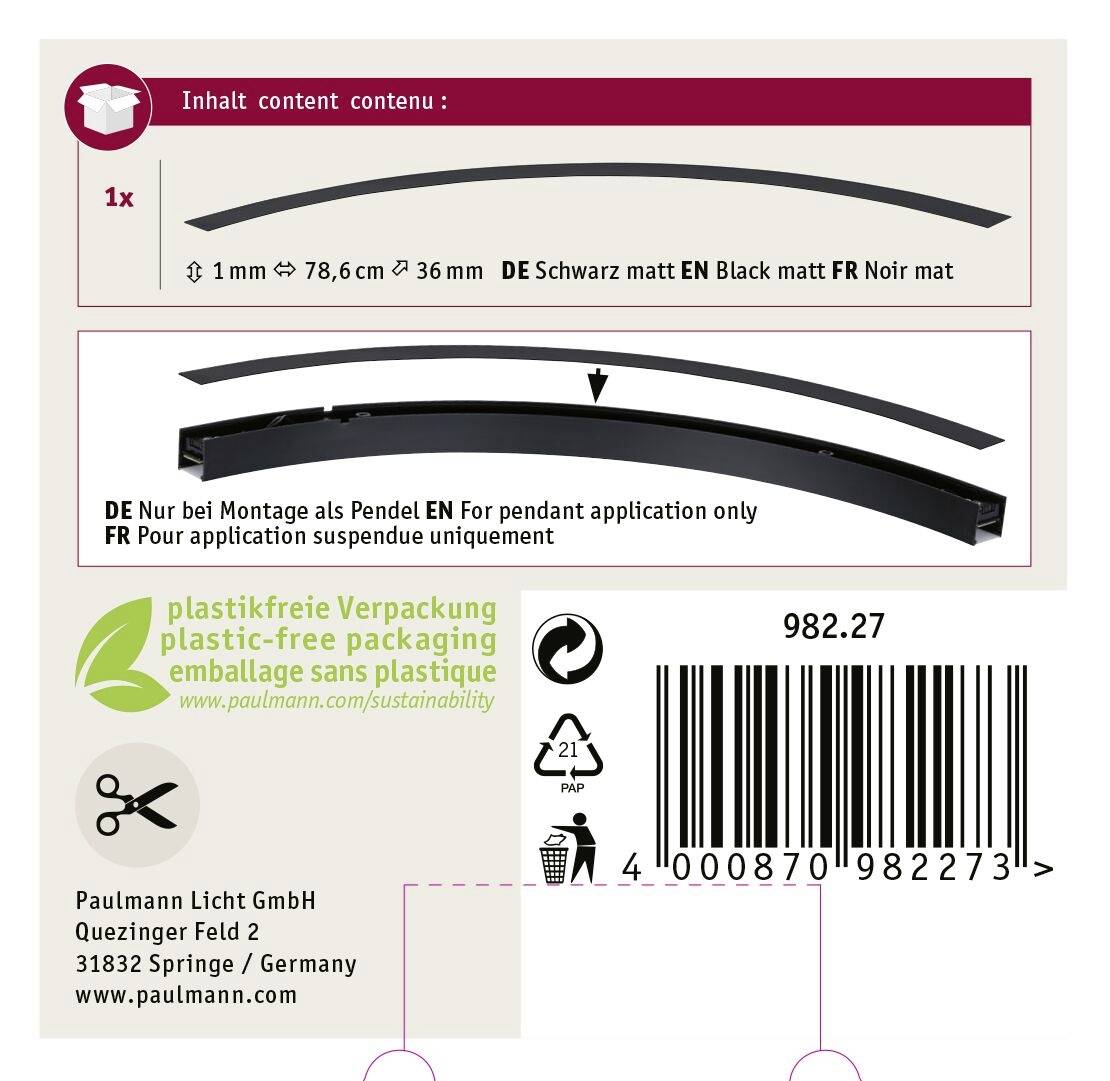 Paulmann Linion 98227 Abdeckung Schwarz (matt)