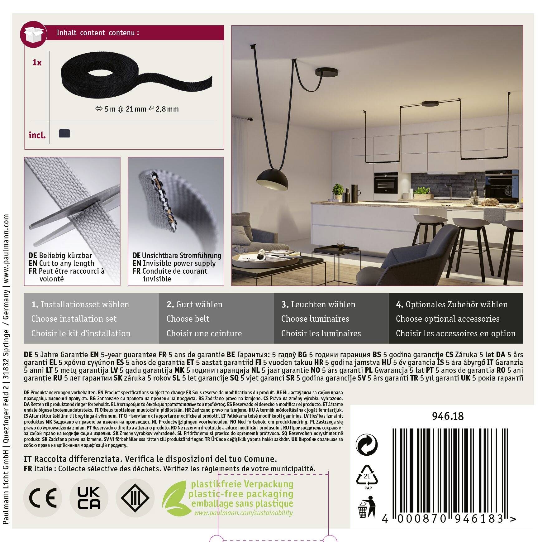 Paulmann 94618 Uline Niedervolt-Gurtsystem-Komponente Gurt-Stromführend Schwarz