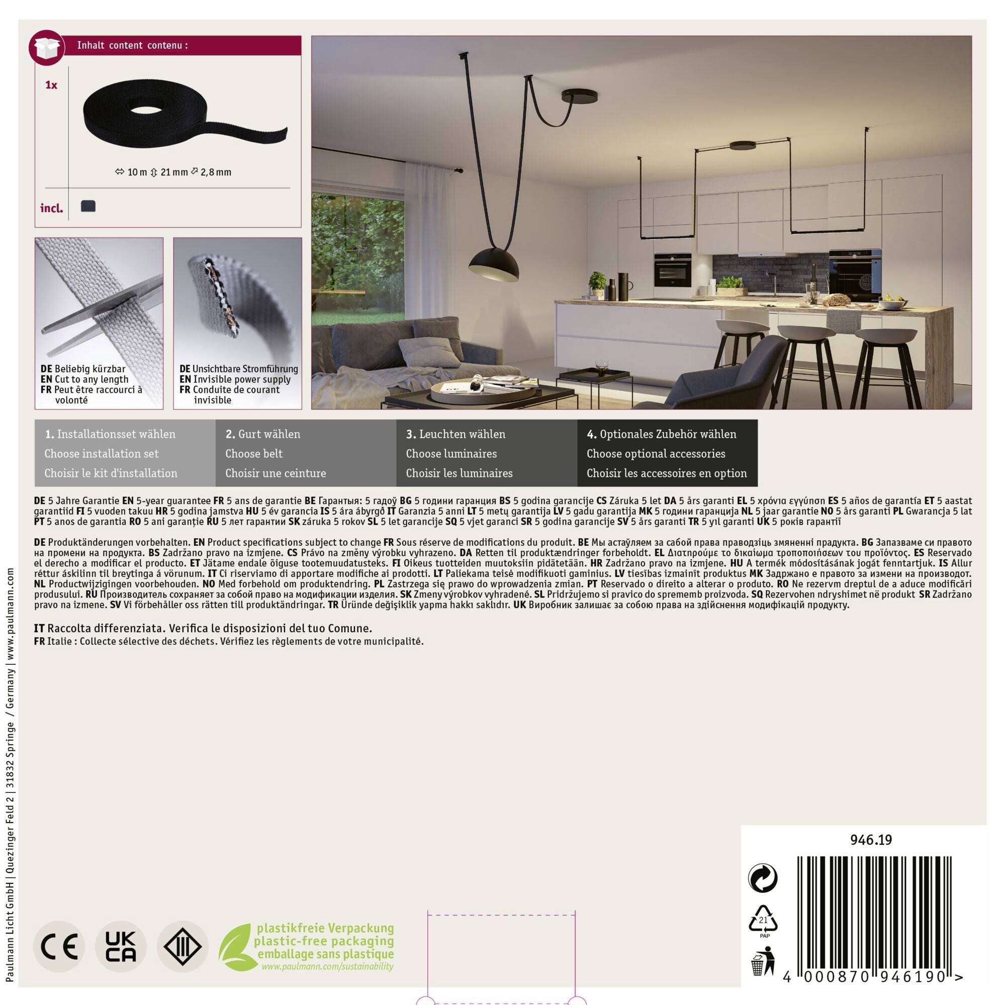 Paulmann 94619 Uline Niedervolt-Gurtsystem-Komponente Gurt-Stromführend Schwarz