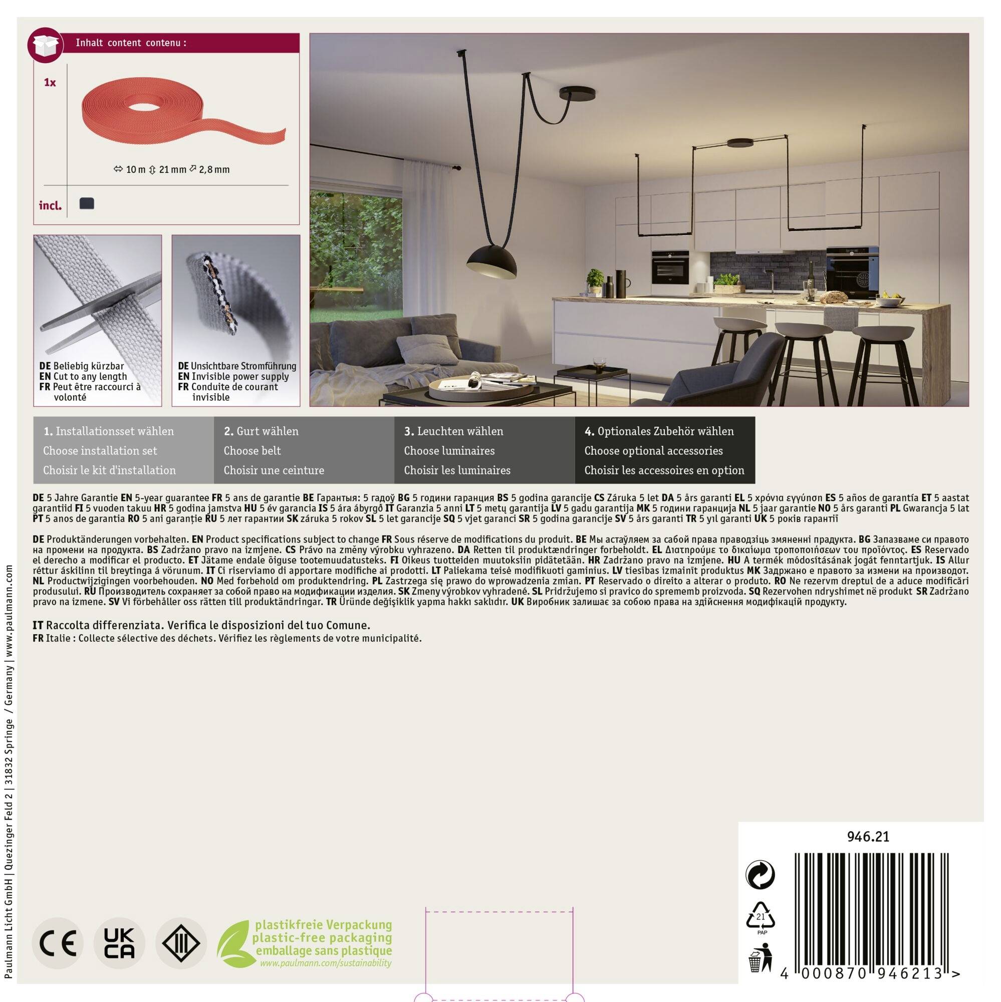 Paulmann 94621 Uline Niedervolt-Gurtsystem-Komponente Gurt-Stromführend Orange