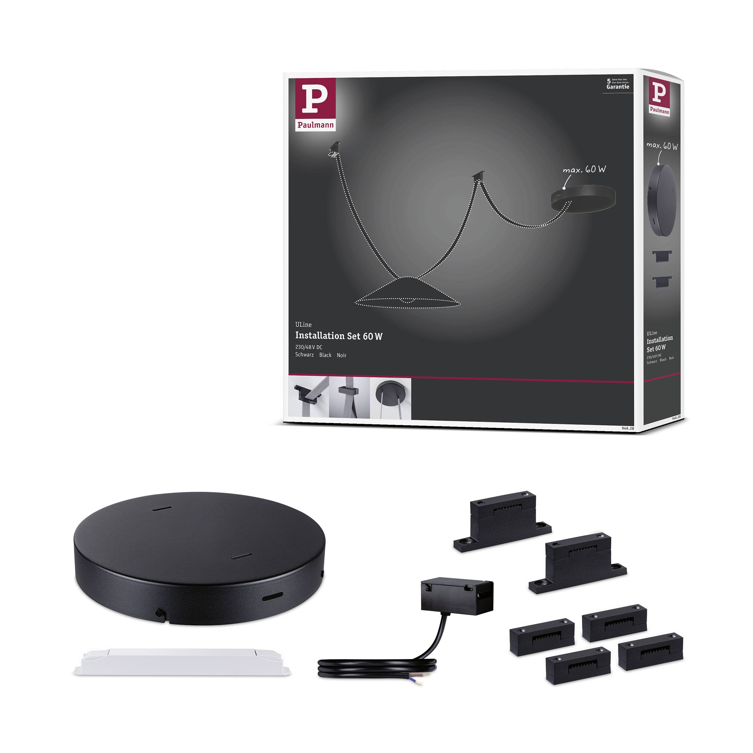 Paulmann 94628 Uline Niedervolt-Gurtsystem-Komponente Installations-Set Schwarz