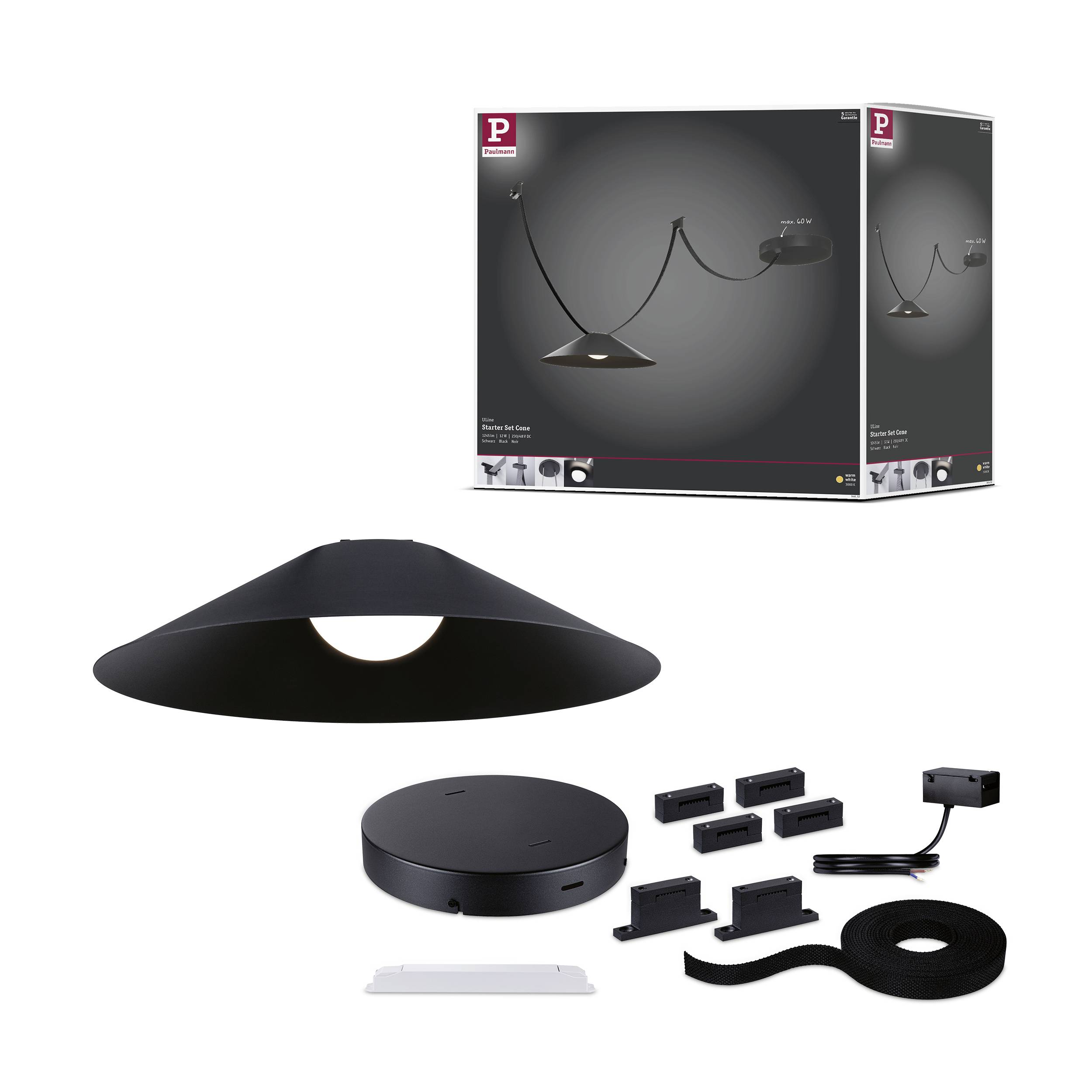 Paulmann 94632 Uline Niedervolt-Gurtsystem-Komponente EEK F (A - G) Starter-Set Schwarz