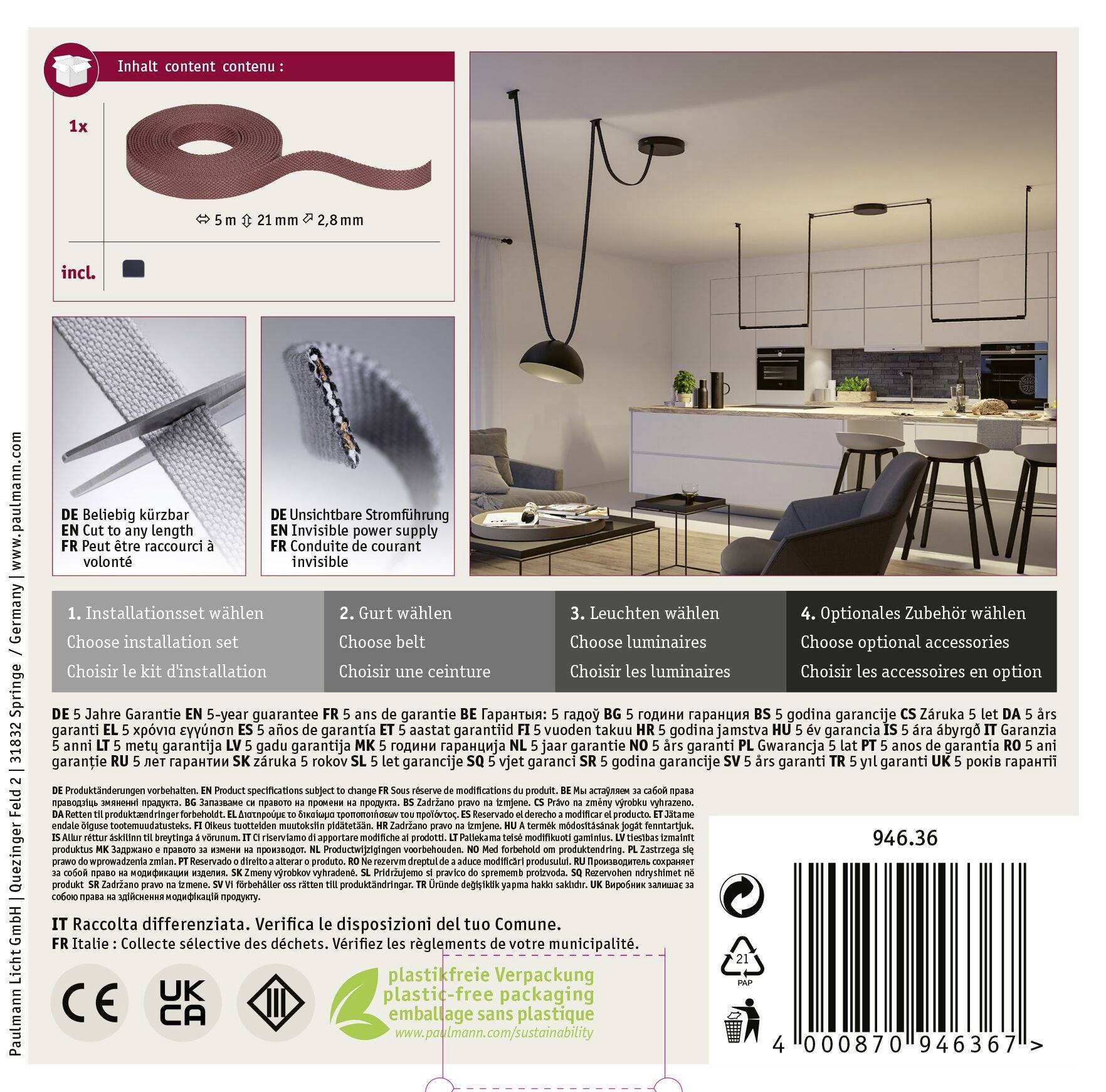 Paulmann 94636 Uline Niedervolt-Gurtsystem-Komponente Gurt-Stromführend Terracotta