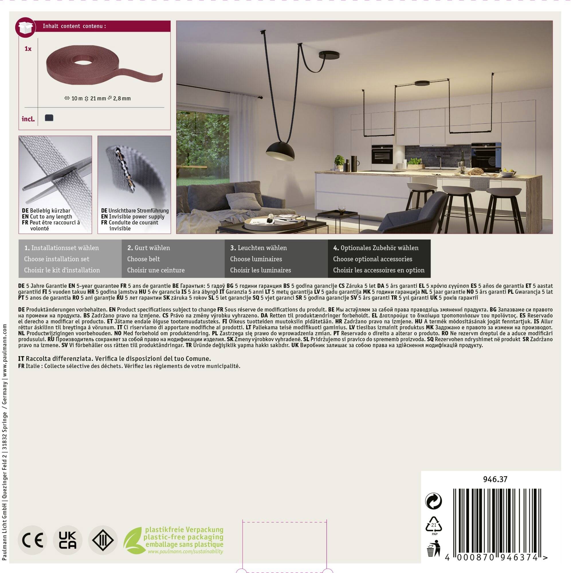 Paulmann 94637 Uline Niedervolt-Gurtsystem-Komponente Gurt-Stromführend Terracotta