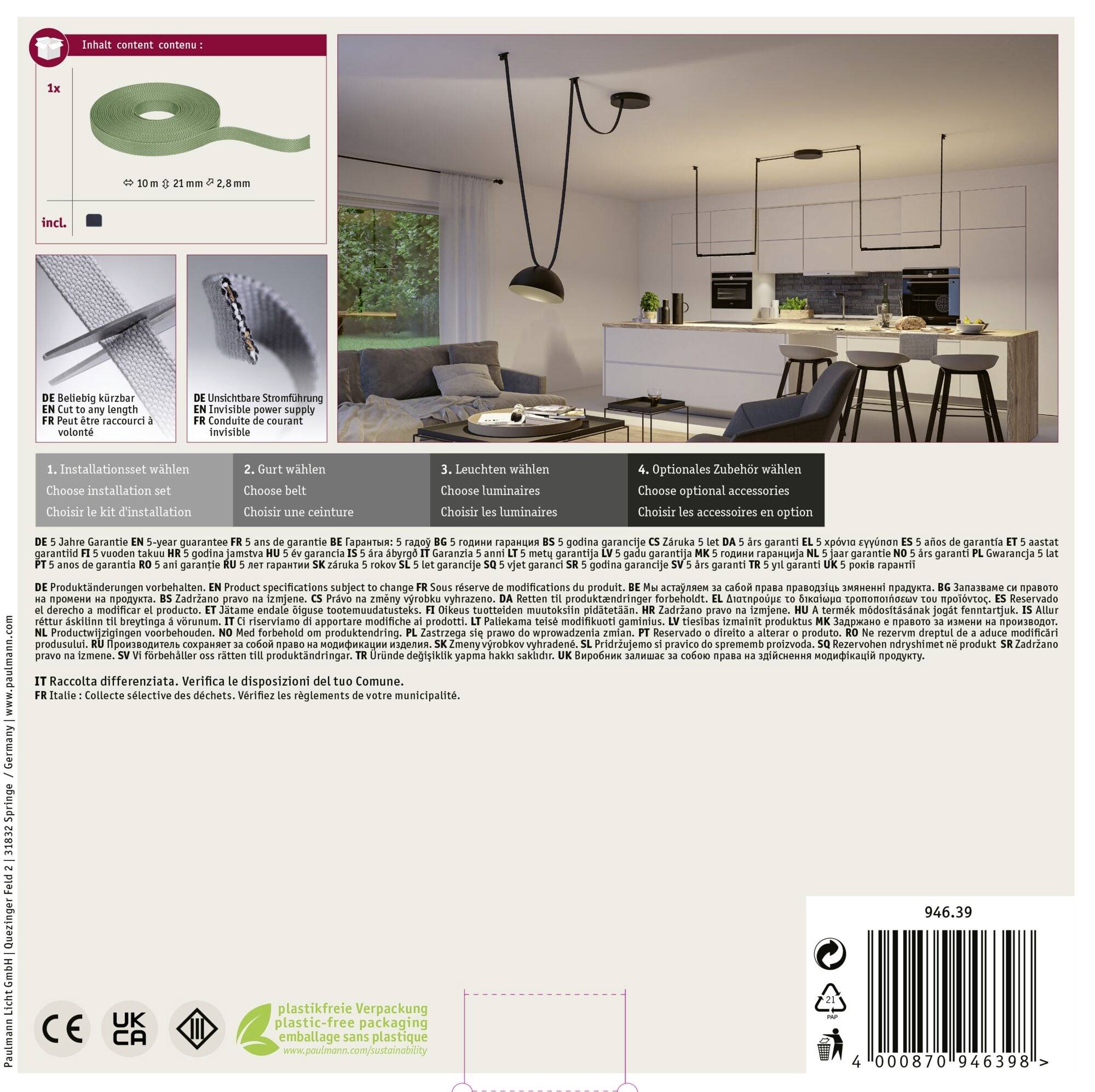 Paulmann 94639 Uline Niedervolt-Gurtsystem-Komponente Gurt-Stromführend Grün