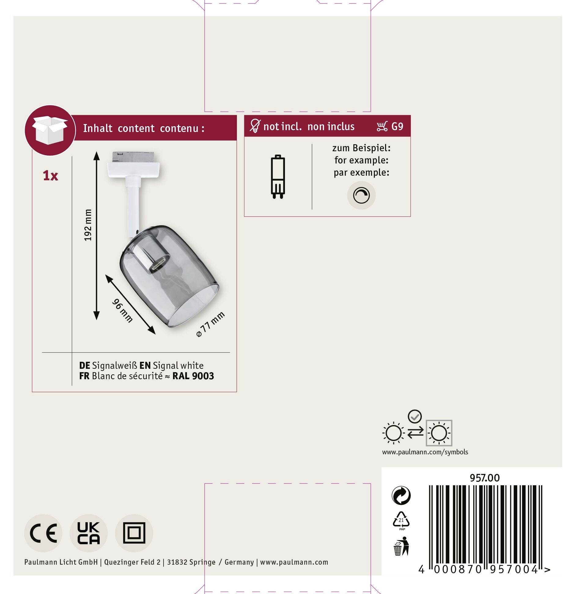 Paulmann Blossom Hochvolt-Schienensystem-Leuchte URail G9 Weiß