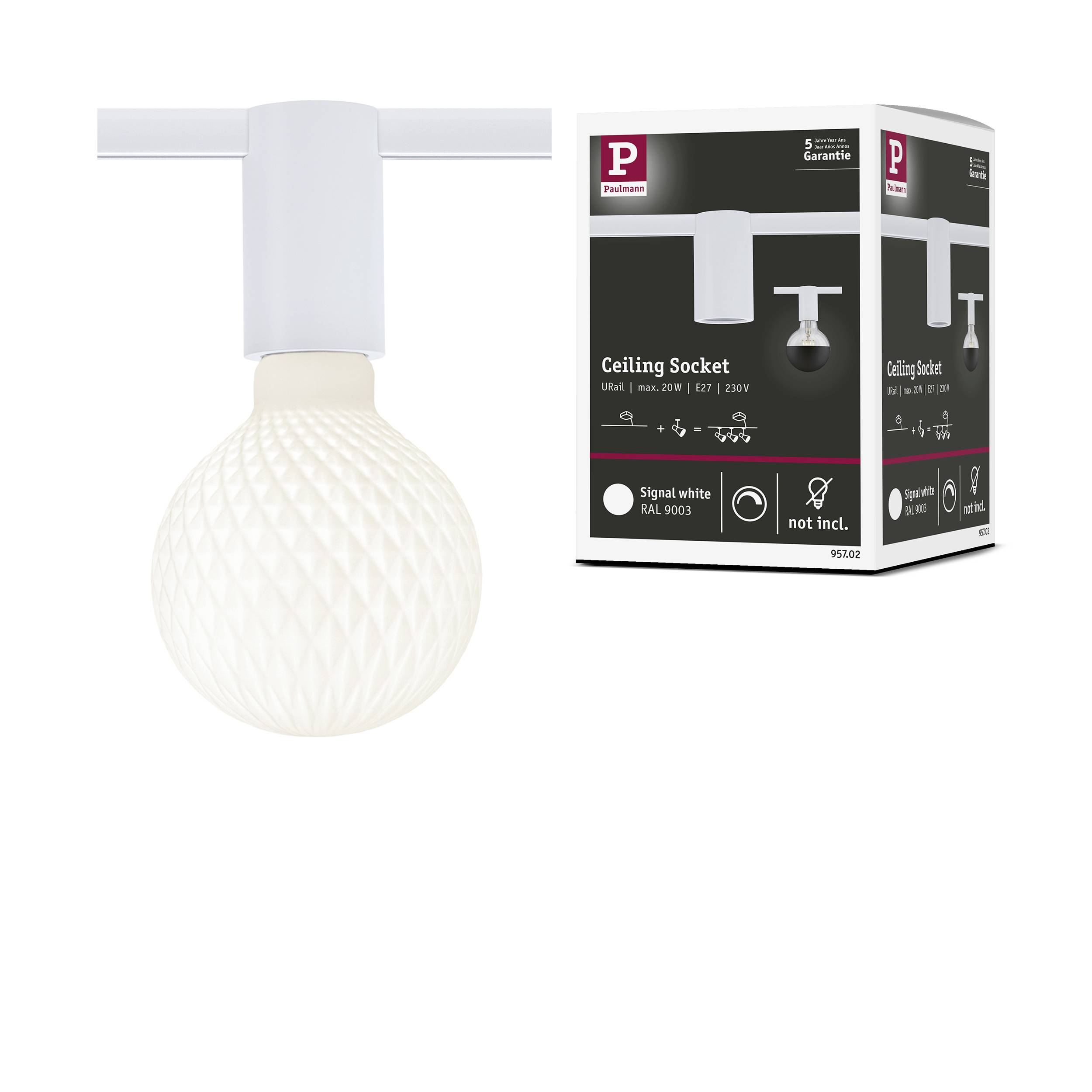 Paulmann Ceiling Hochvolt-Schienensystem-Leuchte URail E27 Weiß