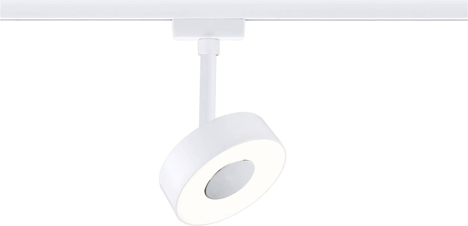 Eine weiße LED-Schienenleuchte mit rundem Design, deckenmontiert, geeignet für moderne Innenbeleuchtung.