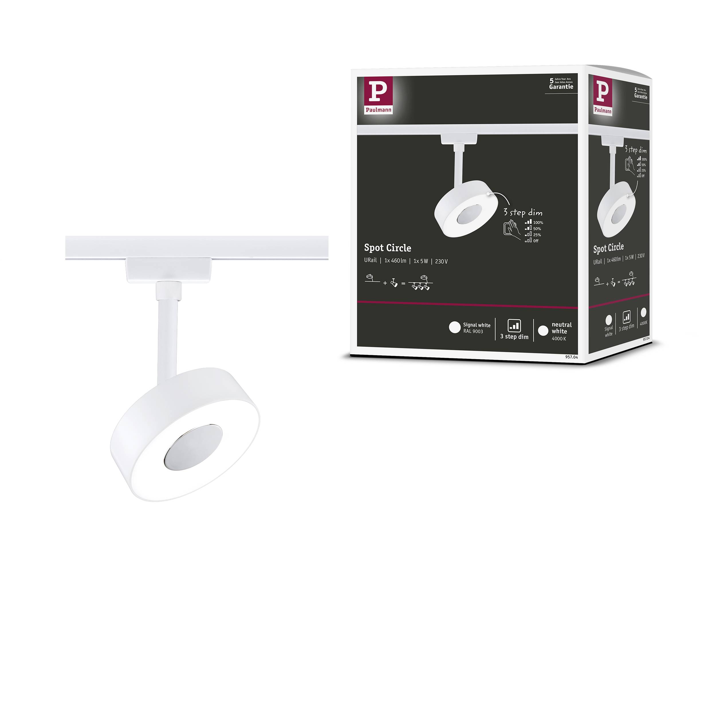 Paulmann Circle Hochvolt-Schienensystem-Leuchte URail 5W LED Weiß