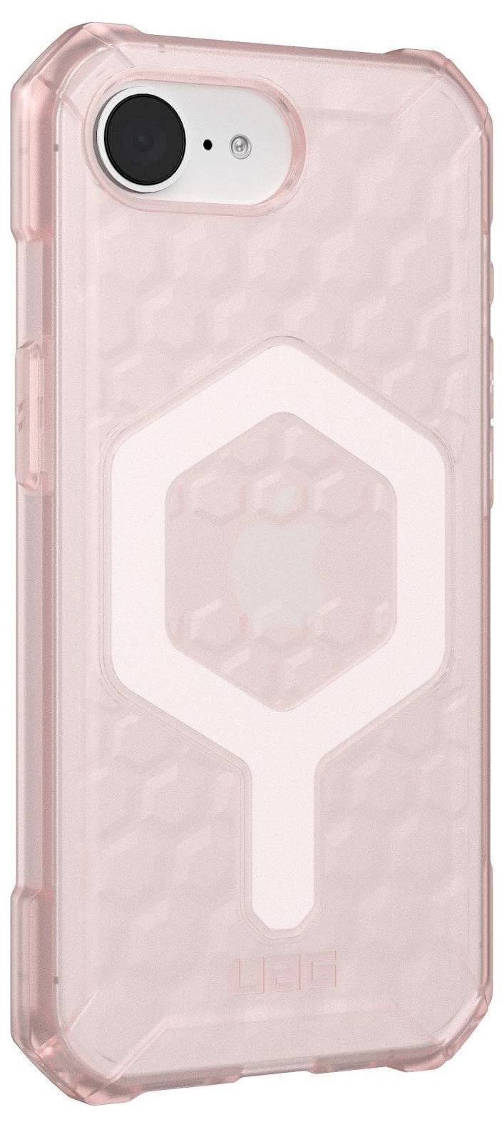Urban Armor Gear Essential Armor Outdoorcase Apple iPhone 16e Rosa, Transparent Induktives Laden, MagSafe kompatibel, Stoßfest