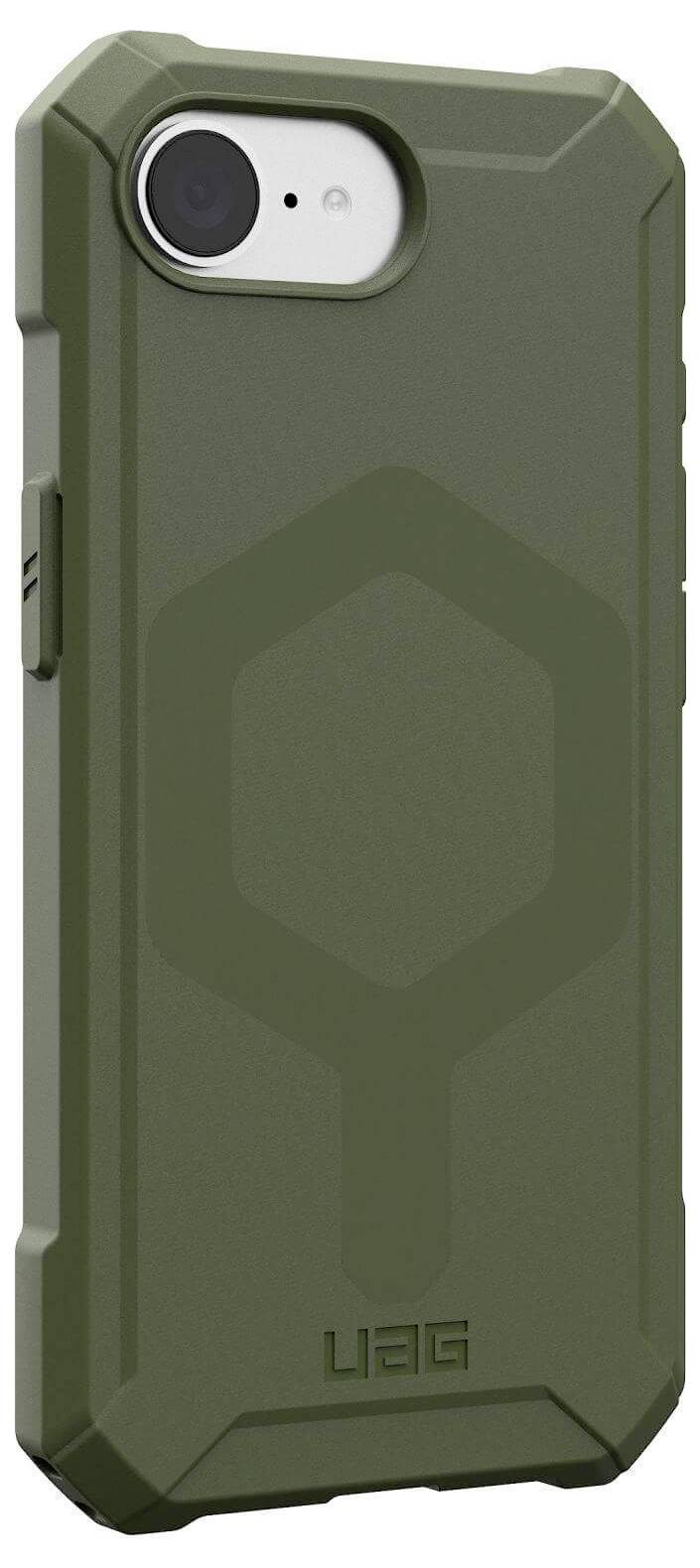 Urban Armor Gear Essential Armor Outdoorcase Apple iPhone 16e Oliv-Drab Induktives Laden, MagSafe kompatibel, Stoßfest