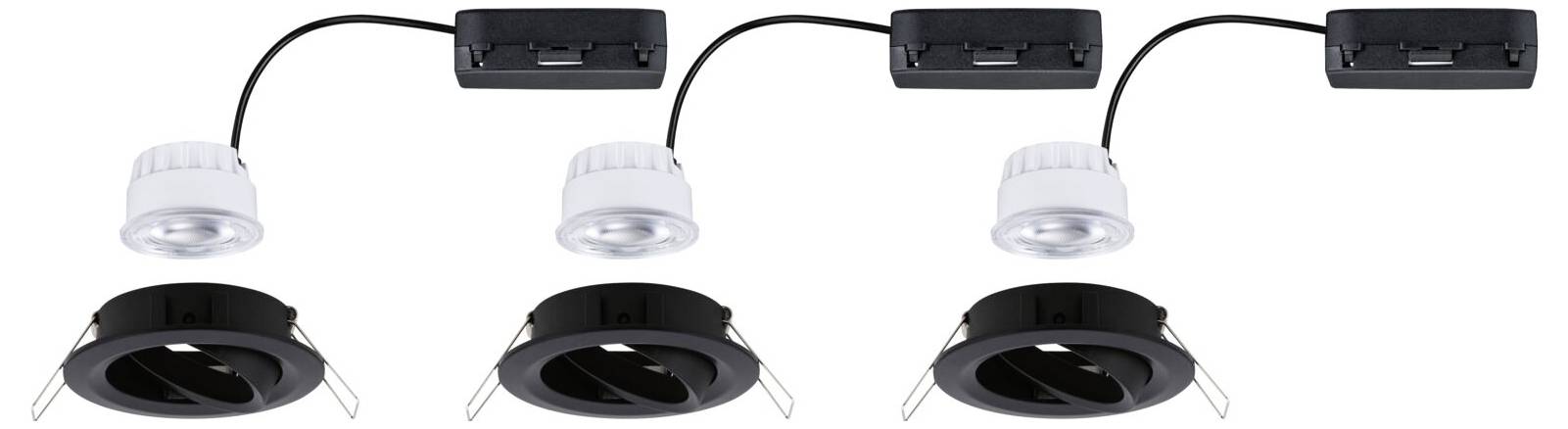 Paulmann 92457 Nova Coin LED-Einbauleuchte 3er Set LED 2.8W Schwarz (matt)