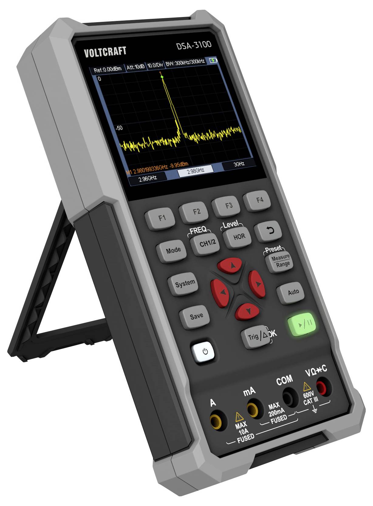VOLTCRAFT DSA-3100 Hand-Oszilloskop 100MHz 2-Kanal 500 MSa/s 8 kpts 8 Bit Handgerät, Multimeter-Funktionen, Spectrum-Analyser 1St.