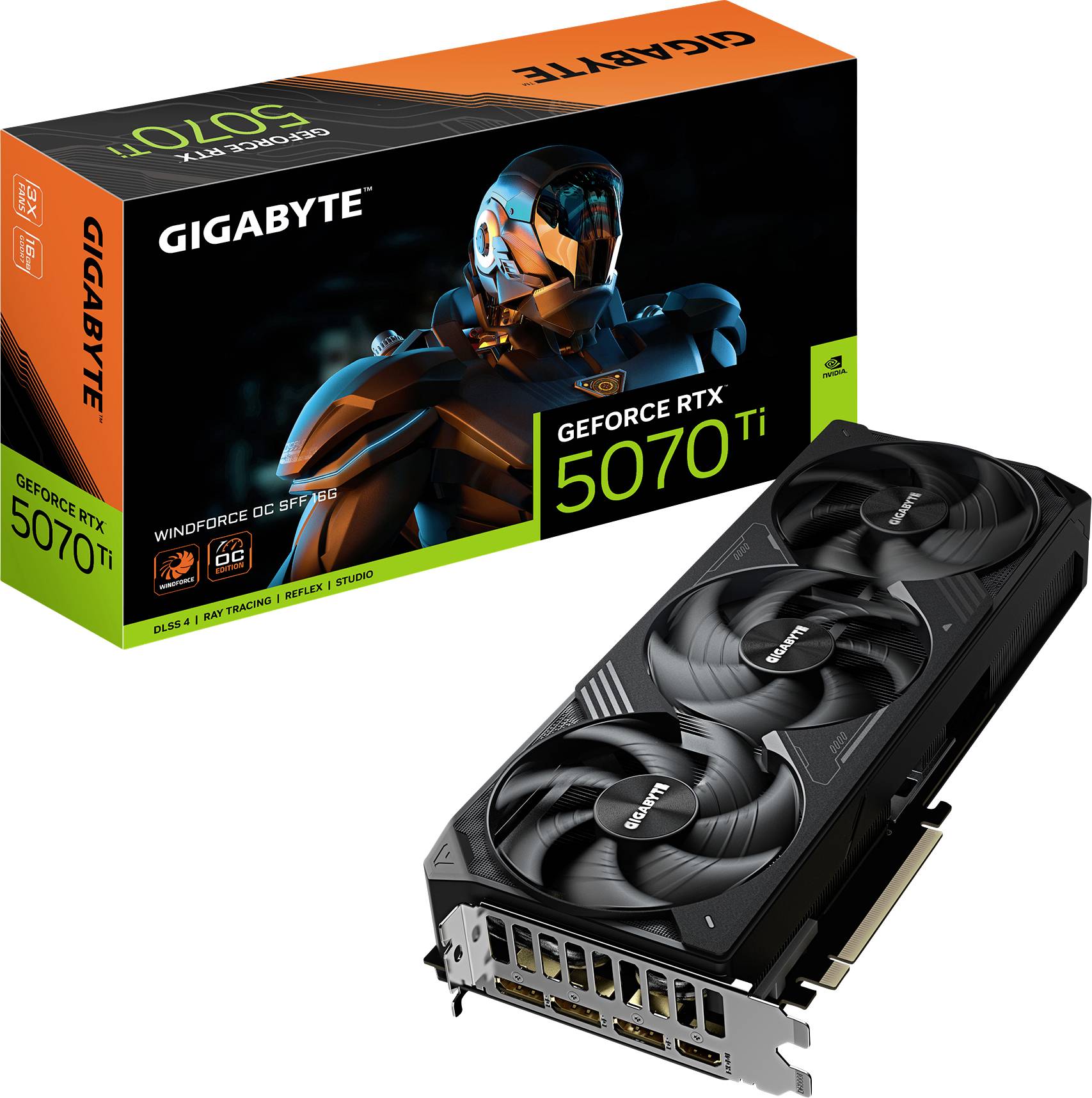 Gigabyte Grafikkarte Nvidia RTX 5070 Ti RTX 5070Ti WINDFORCE OC SFF 16GB 16 GB GDDR7-RAM PCIe x16 PCIe 5.0 x16